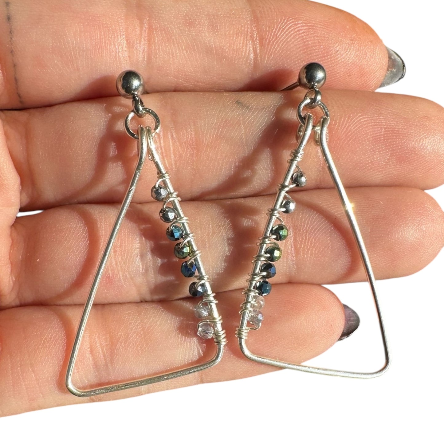 Sterling Silver | 14KT Gold Filled Hypoallergenic Triangle Dangle Wire Earring