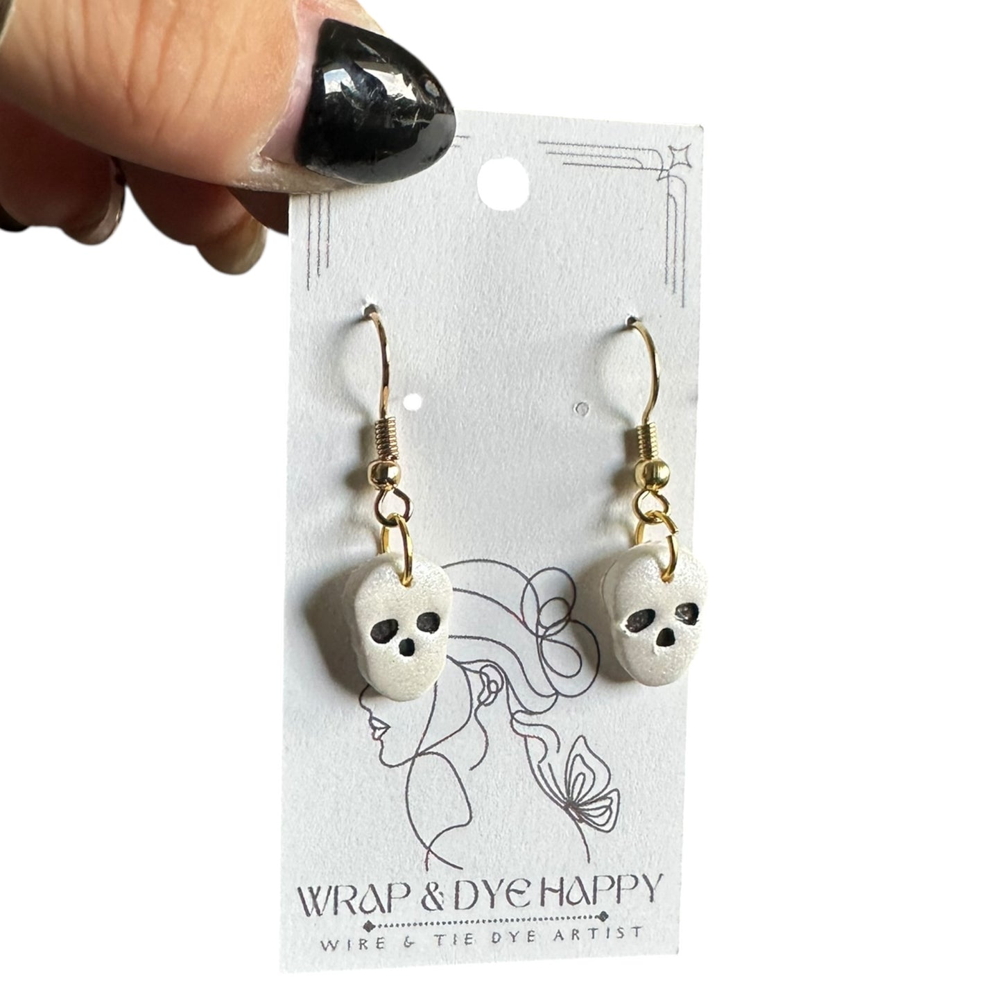 Hypoallergenic Halloween Mini Skull Clay Earrings