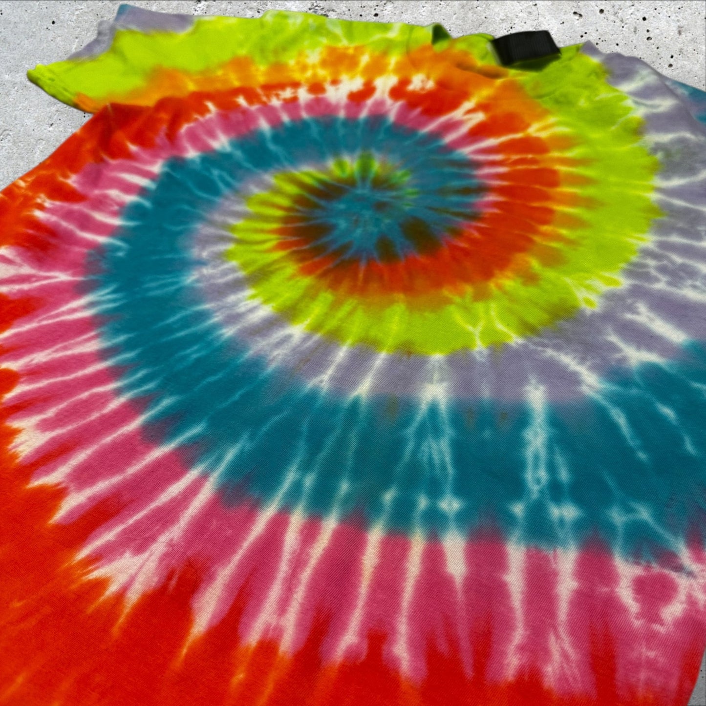 Youth Large Neon Rainbow Spiral Tie Dye Shirt