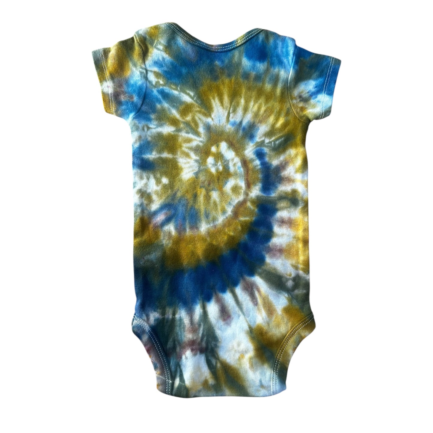 Infant 3-6 Months Green Brown and Blue Spiral Ice Dye Tie Dye Onesie