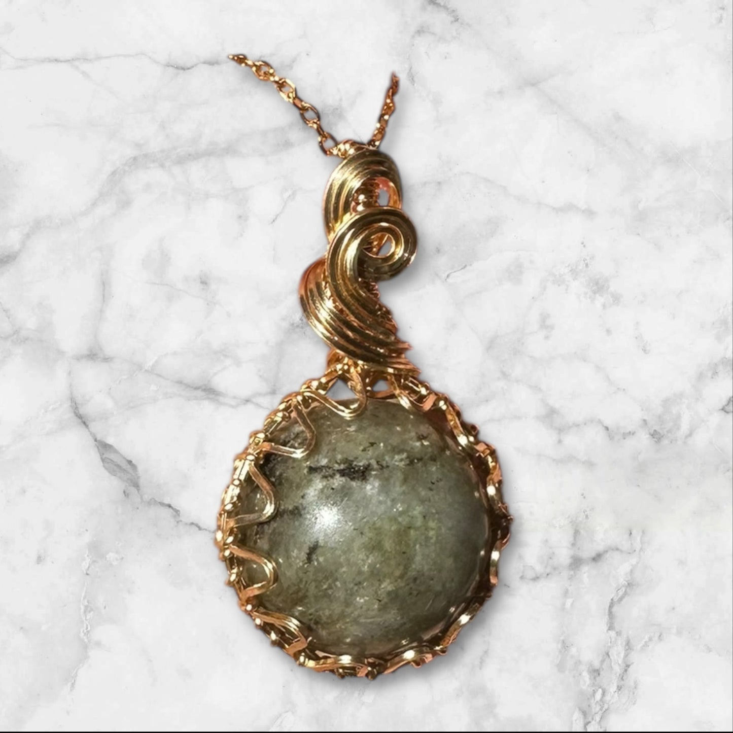 Sterling Silver | 14KT Gold Filled Wire Wrapped Labradorite Crystal Fidget Bezel Pendant