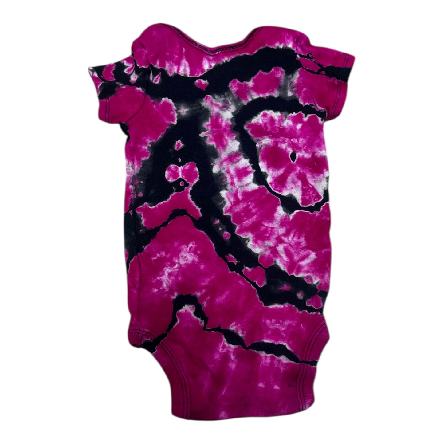 Infant 12 Months Black and Pink Reverse Geode Ice Dye Tie Dye Onesie
