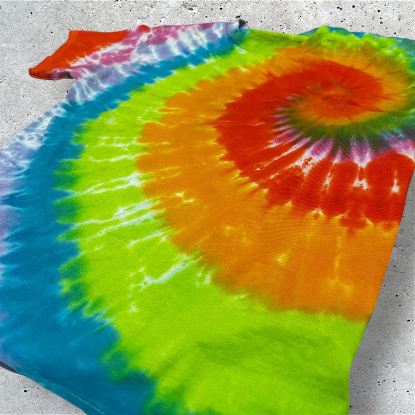 Youth Large Neon Rainbow Spiral Tie Dye Shirt