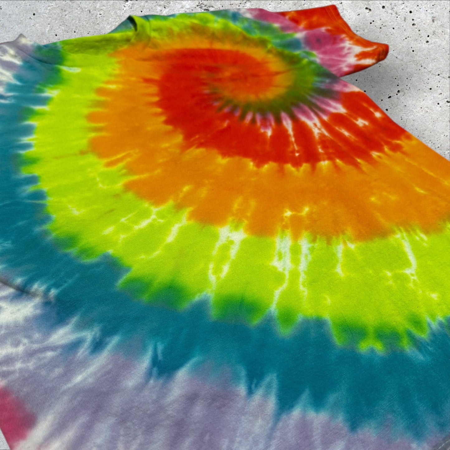 Youth Large Neon Rainbow Spiral Tie Dye Shirt
