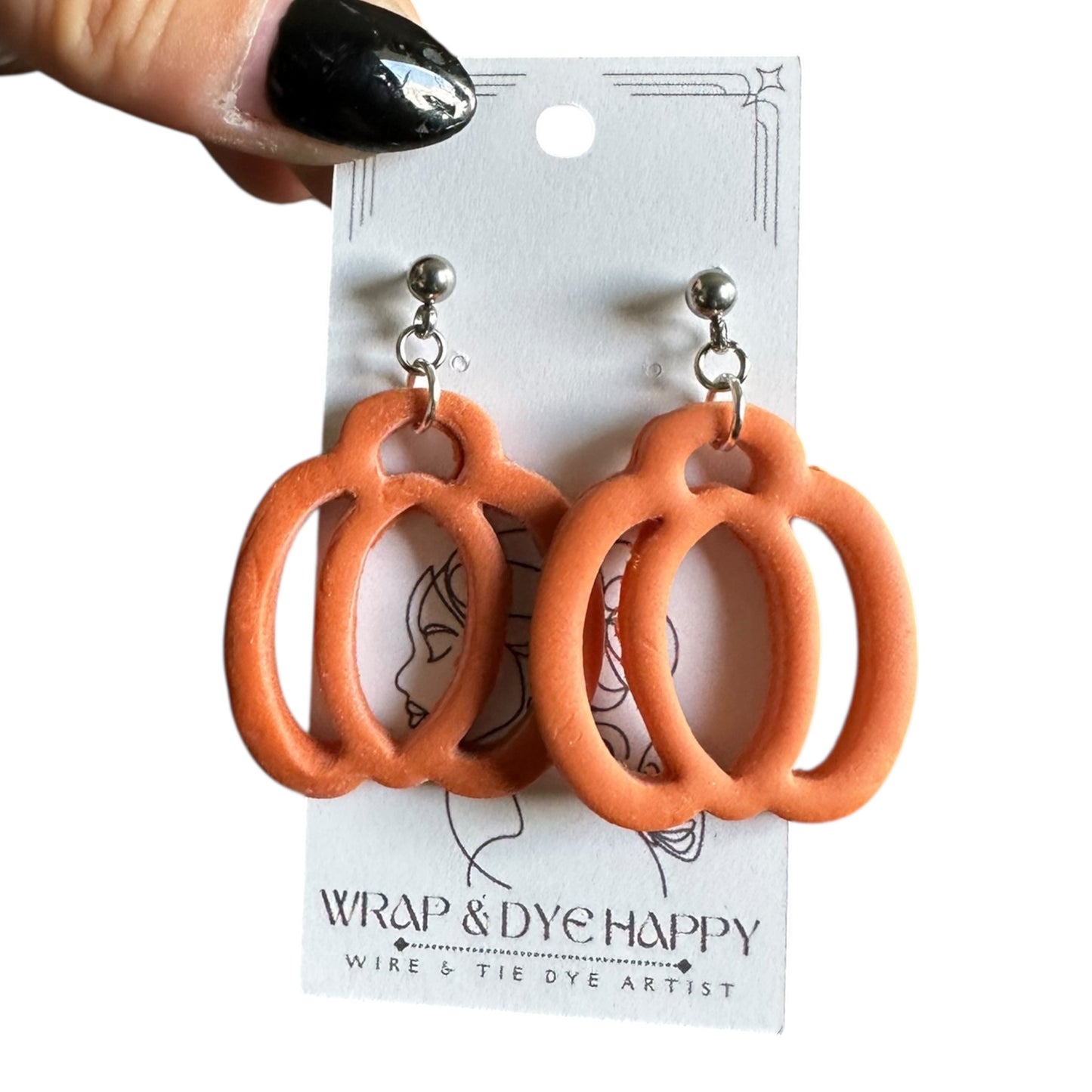 Hypoallergenic Hanging Pumpkin Clay Dangle Earrings