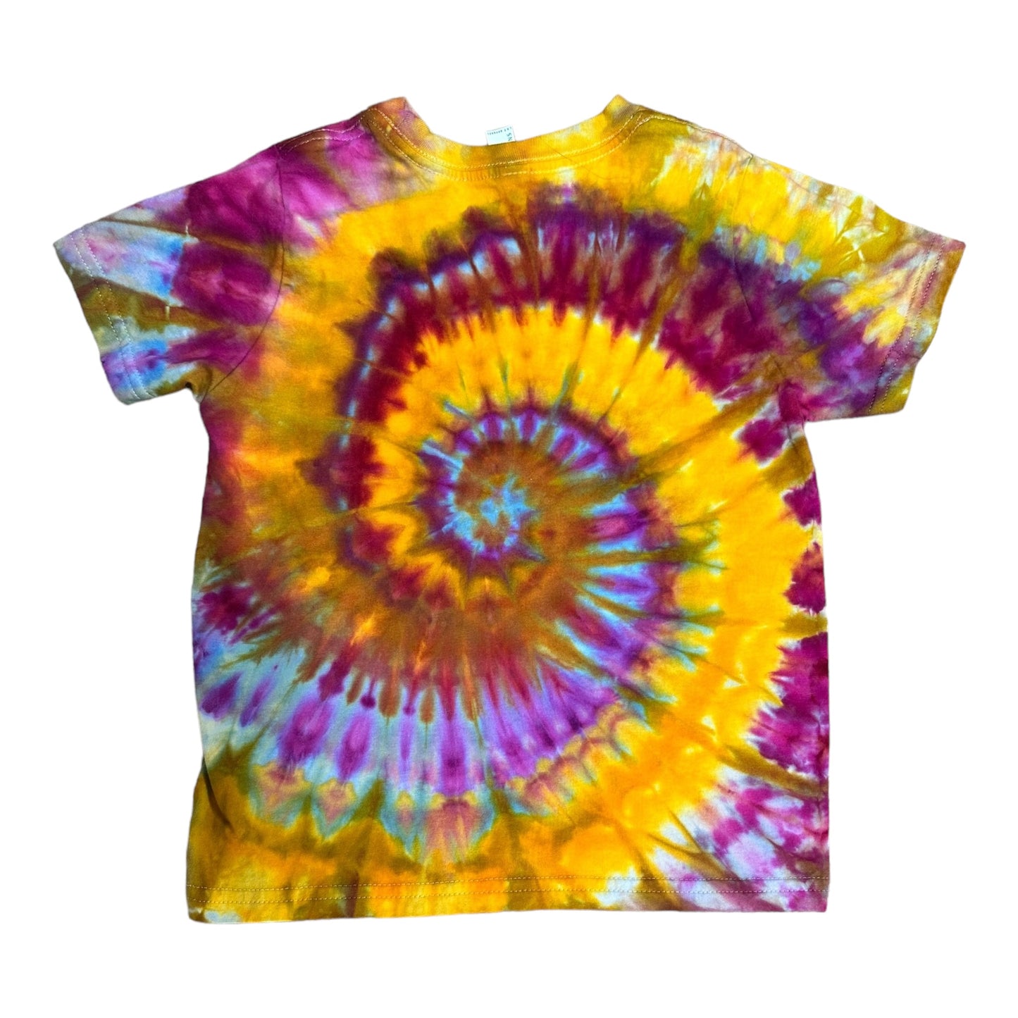 Toddler 5T Yellow Purple Blue and Green Spiral Ice Dye Tie Dye Shirt