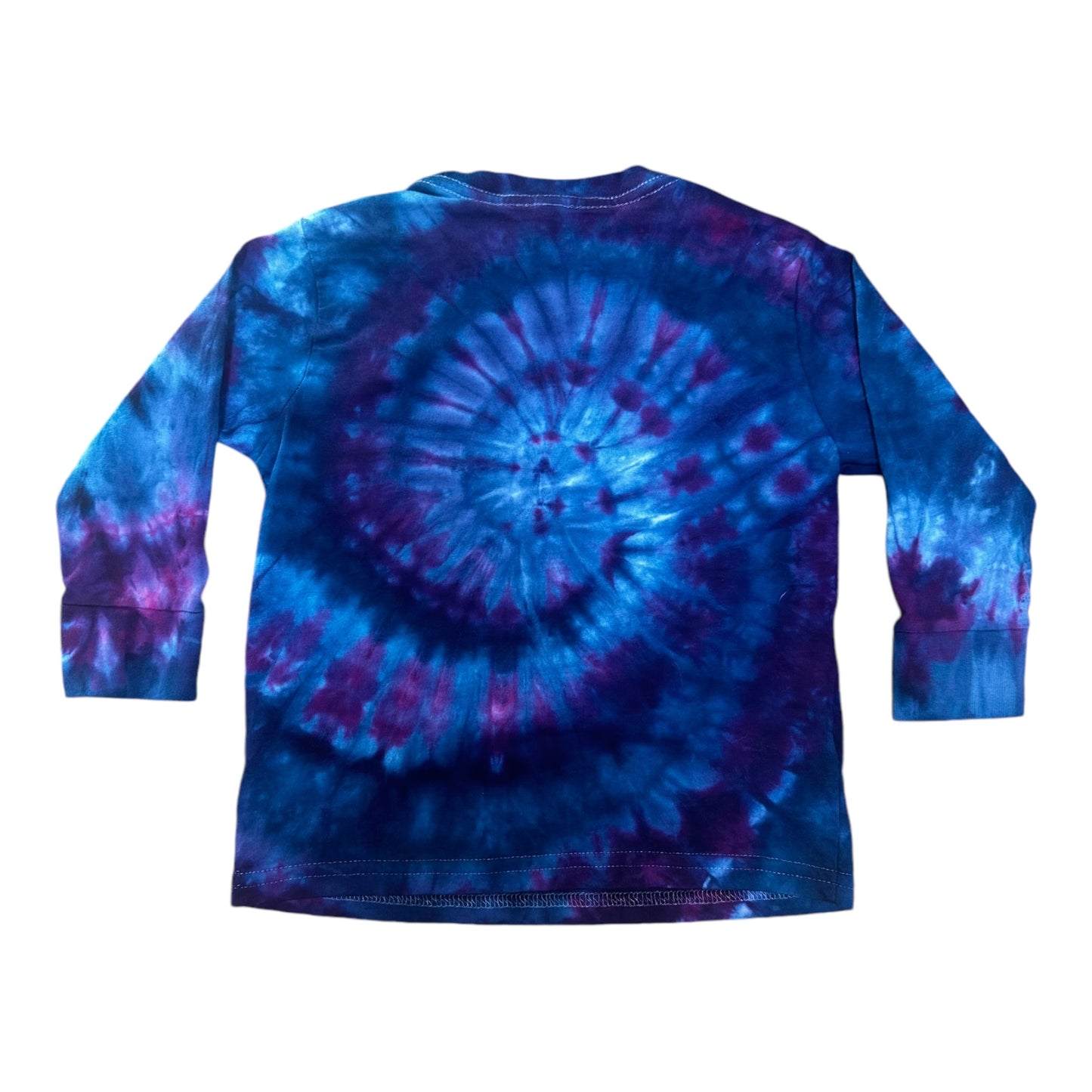 Toddler 3T Blue and Purple Spiral Ice Dye Tie Dye Long Sleeve Shirt