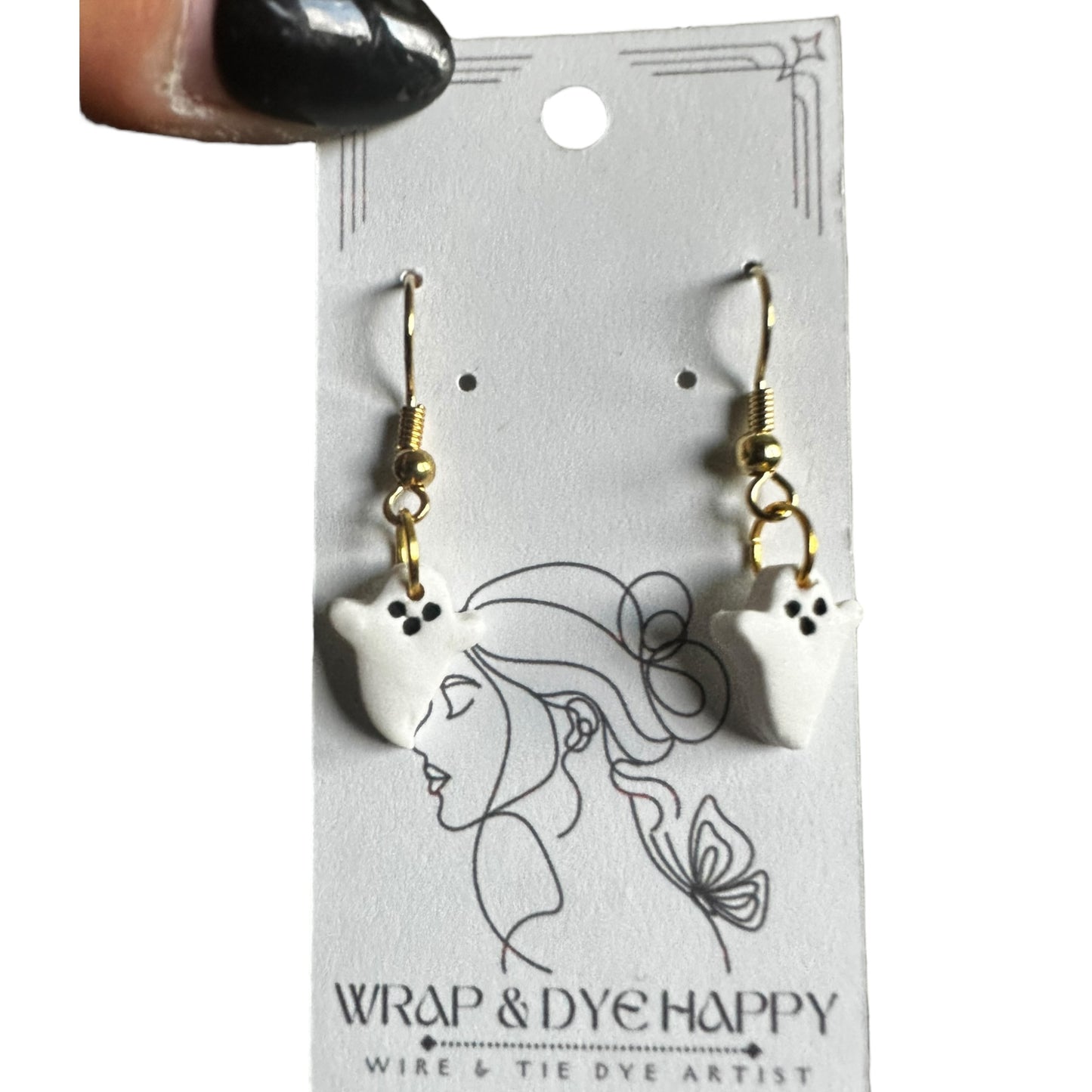 Hypoallergenic Halloween Mini Ghost Clay Earrings
