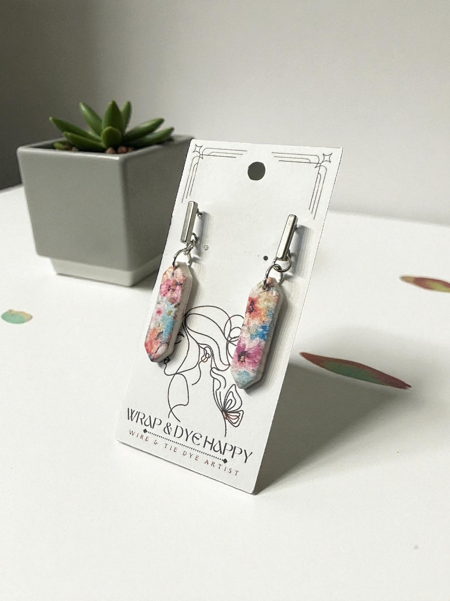 Hypoallergenic Wildflower Floral Tear Drop Clay Dangle Earrings