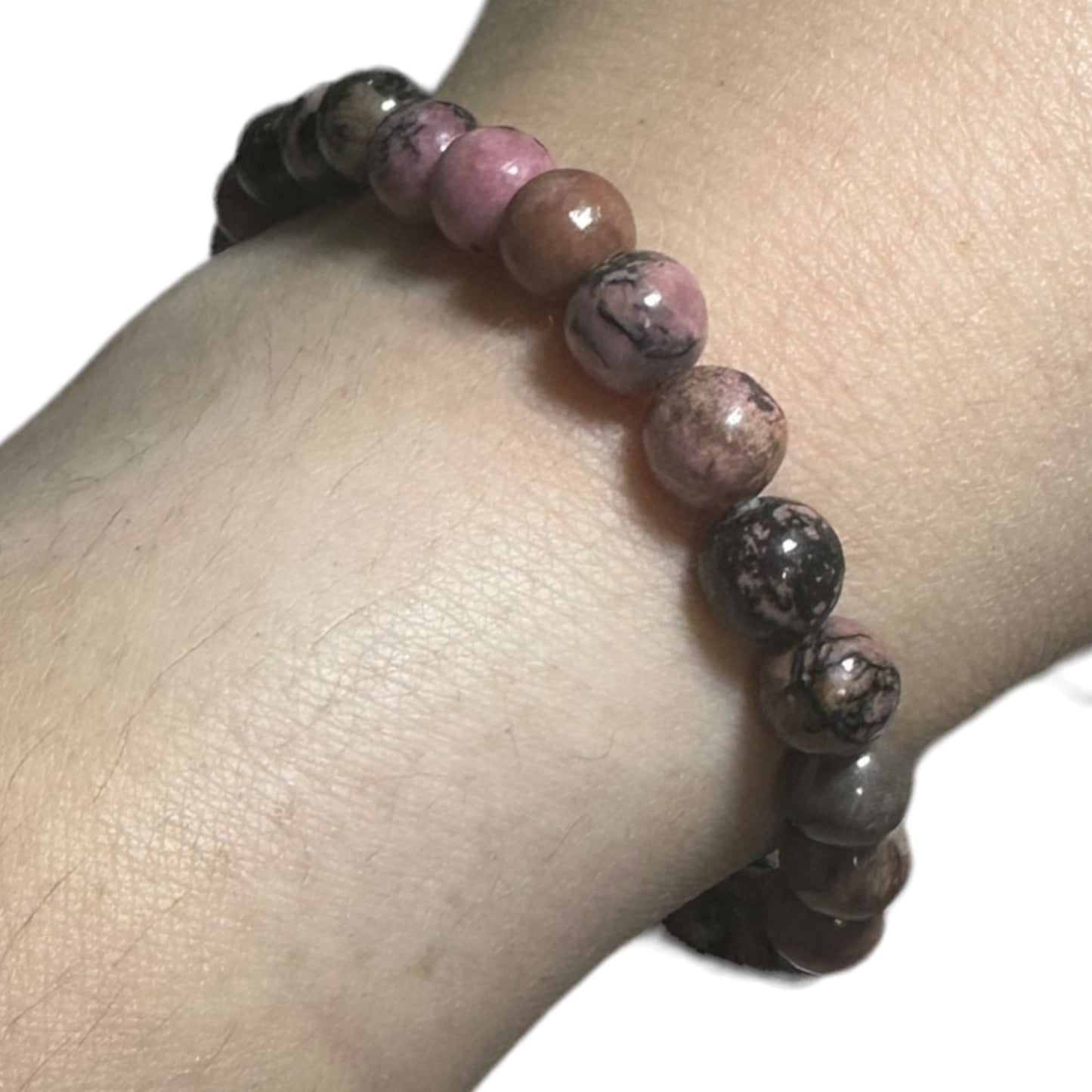 Rhodonite Beaded Elastic Crystal Bracelet