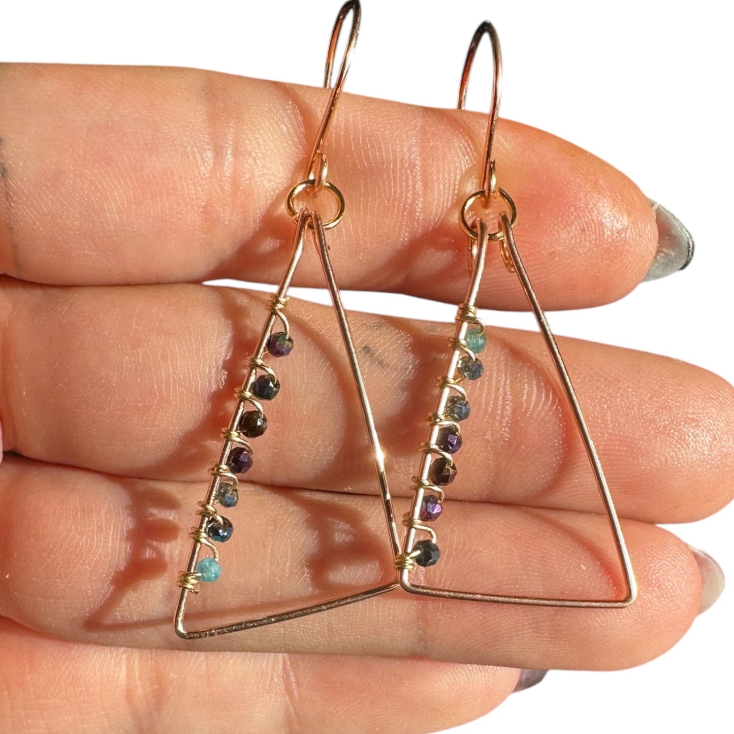 Sterling Silver | 14KT Gold Filled Hypoallergenic Triangle Dangle Wire Earring