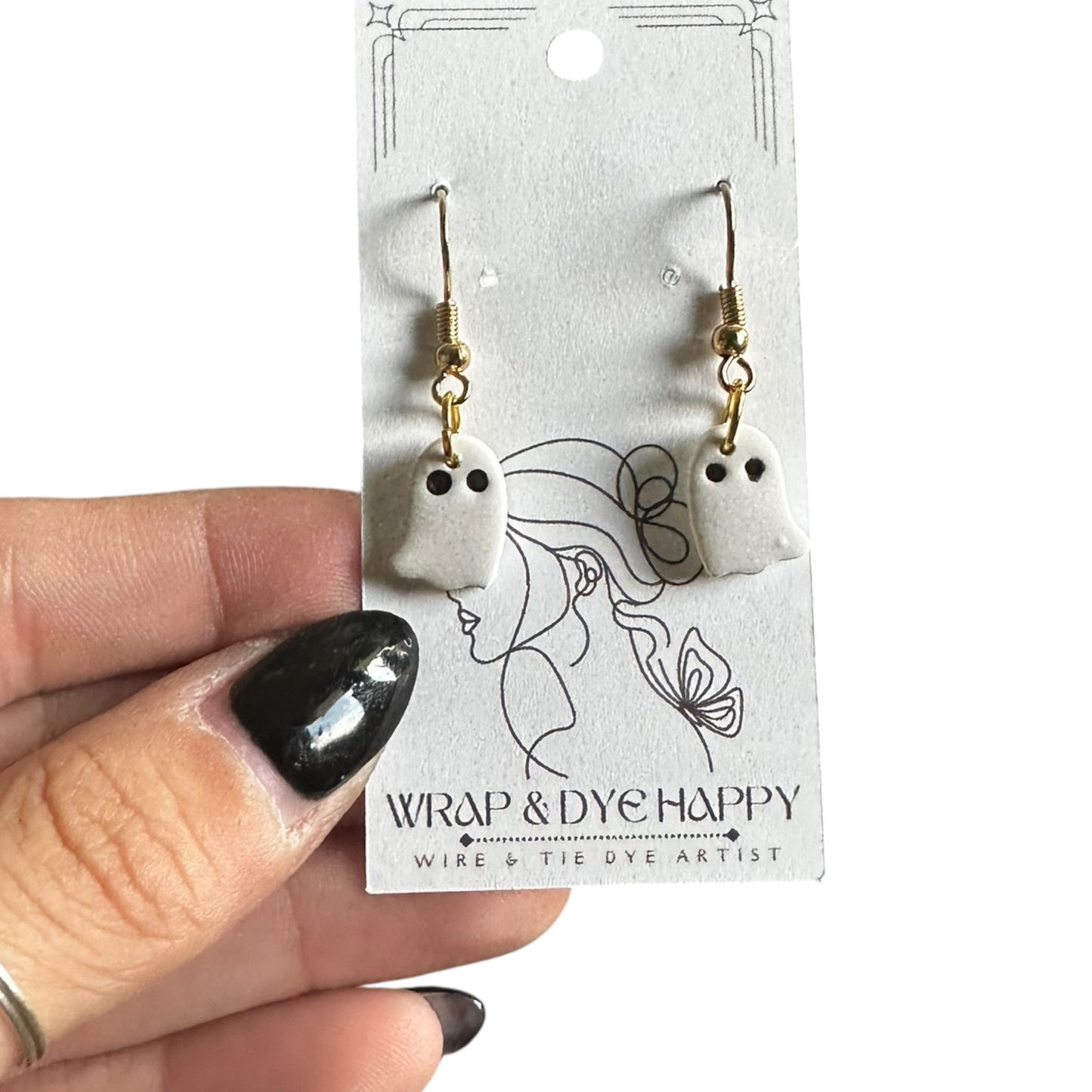 Hypoallergenic Halloween Mini Ghost Clay Earrings
