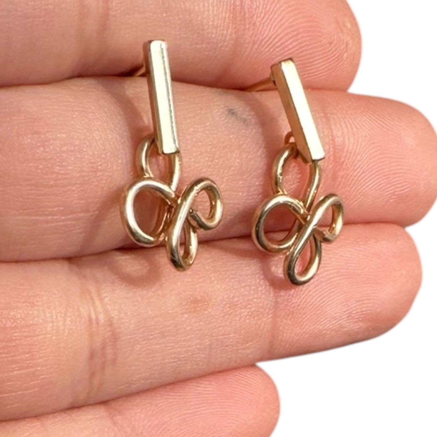Sterling Silver | 14KT Gold Filled Hypoallergenic Clover Dangle Wire Earring