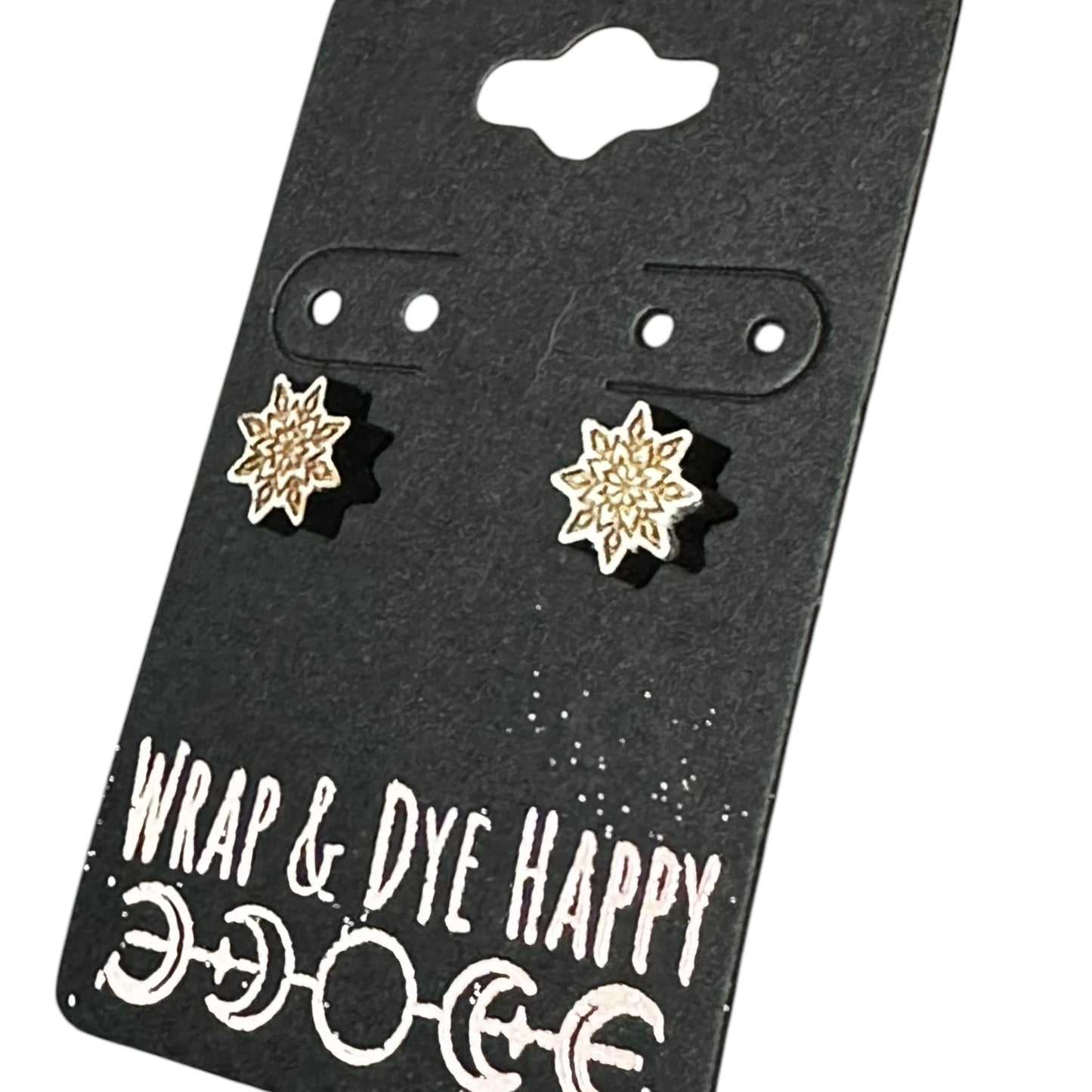 Hypoallergenic Christmas Snowflake Laser Engraved Wooden Earrings