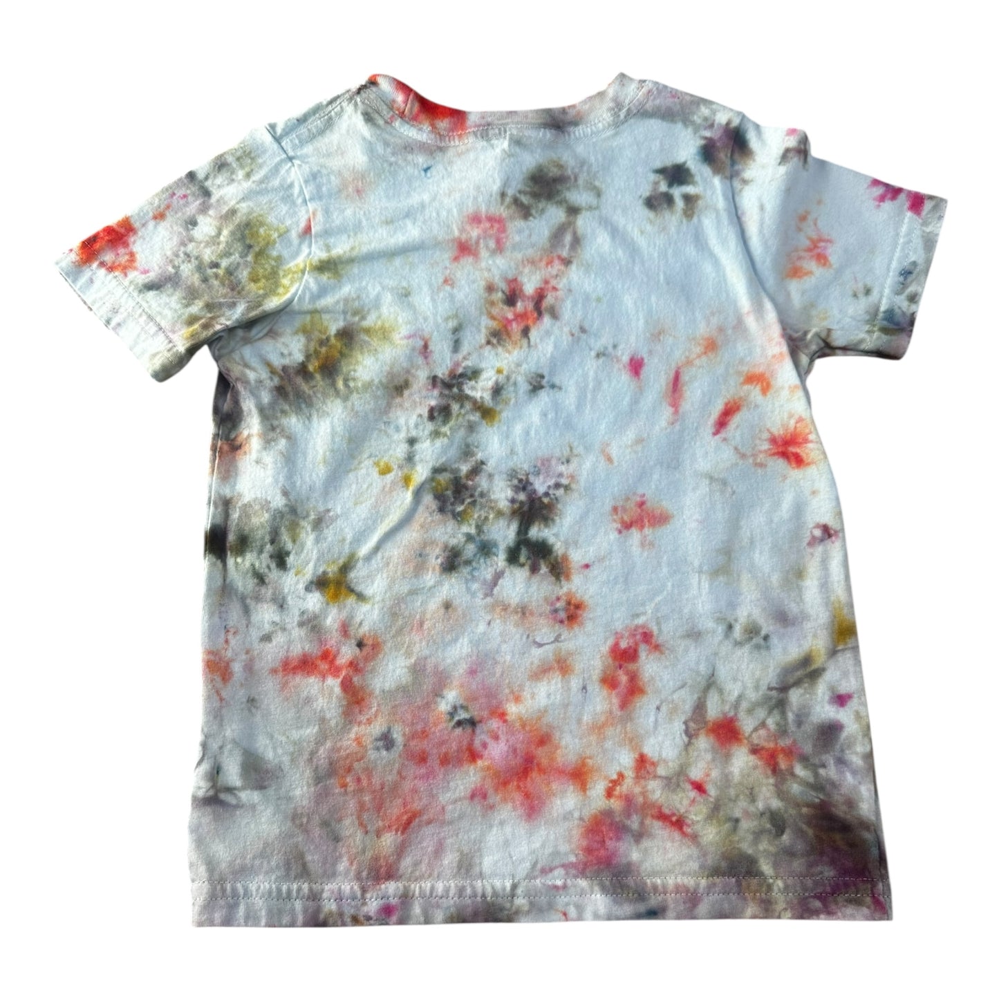 Toddler 3T Brown Red Purple and Green scrunch Ice Dye Tie Dye Shirt
