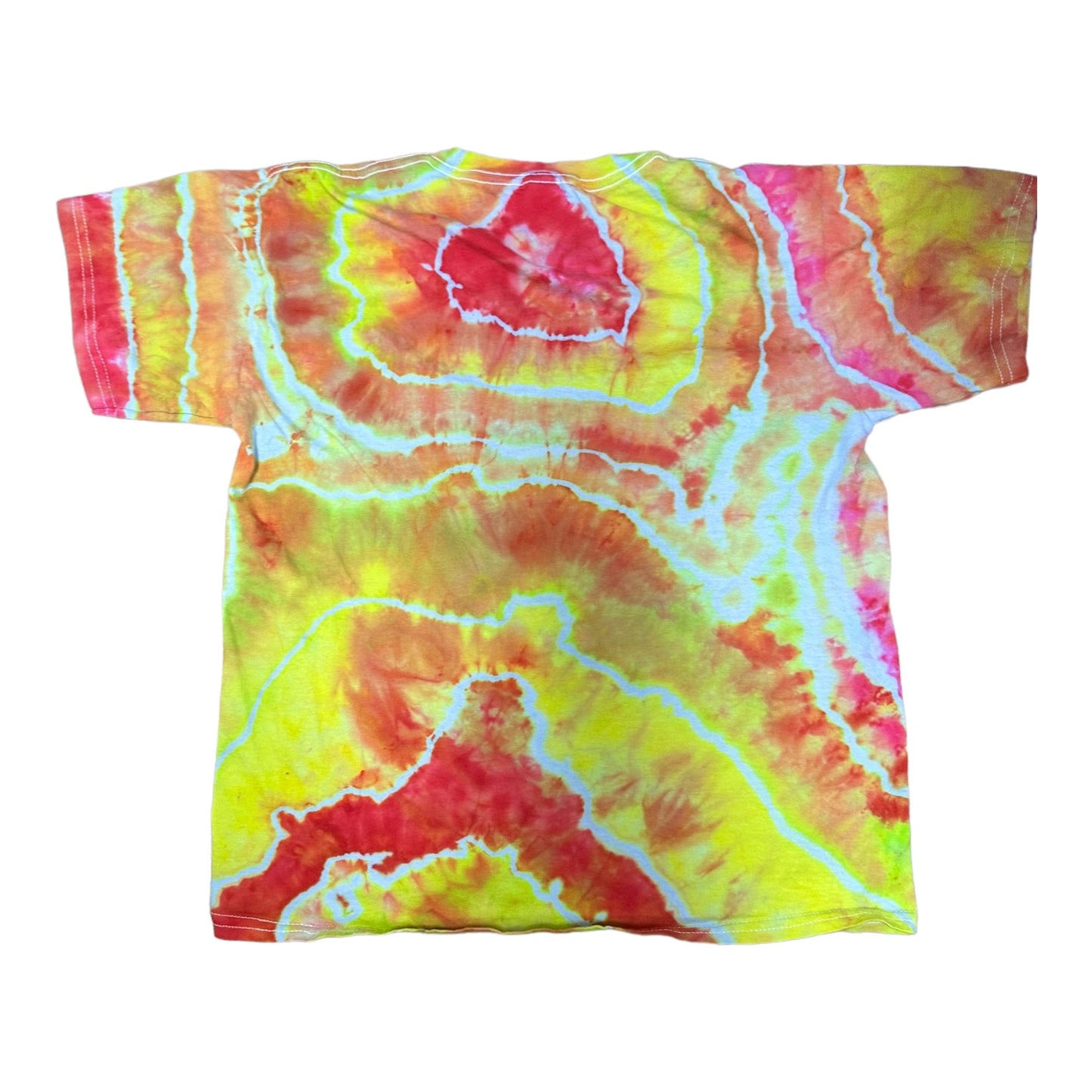 Youth Large Yellow Green and Pink Geode Ice Dye Tie Dye Shirt