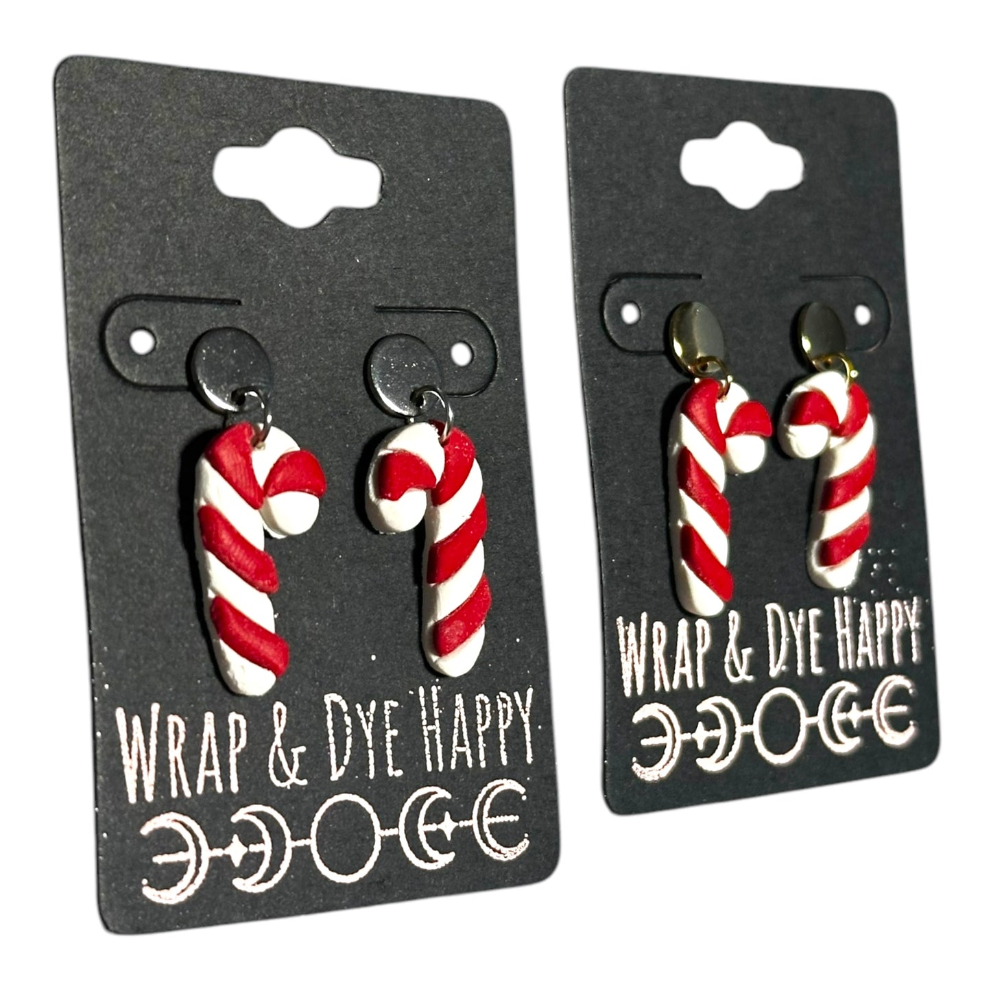 Hypoallergenic Candy Cane Dangle Clay Earrings