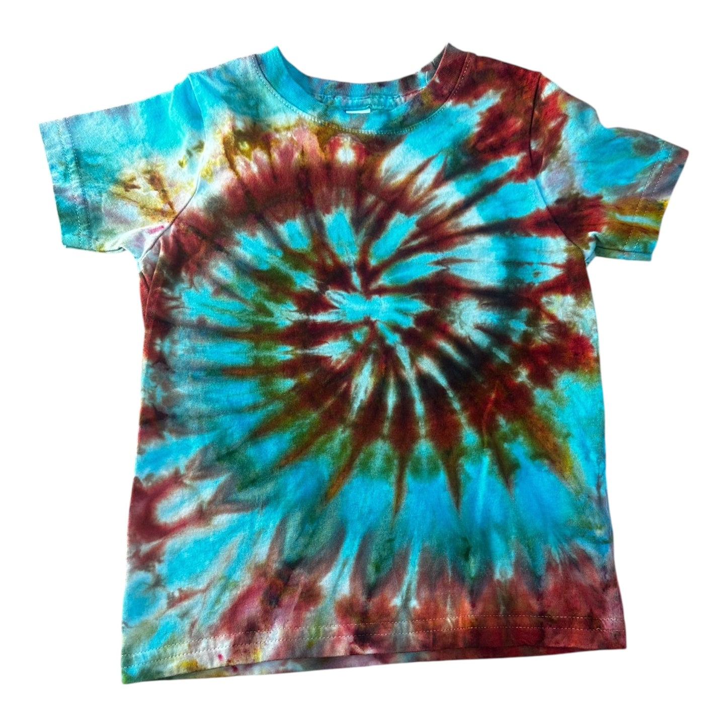Toddler 3T Burnt Orange Blue and Green Spiral Ice Dye Tie Dye