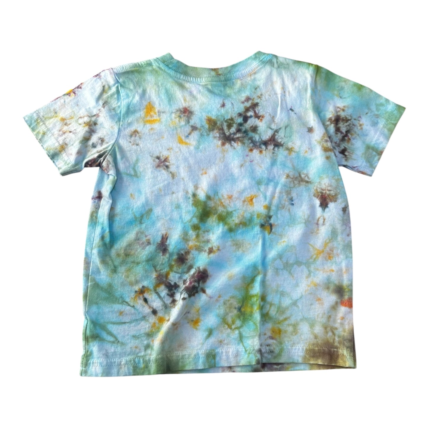 Toddler 3T Brown Yellow Blue and Green Scrunch Ice Dye Tie Dye
