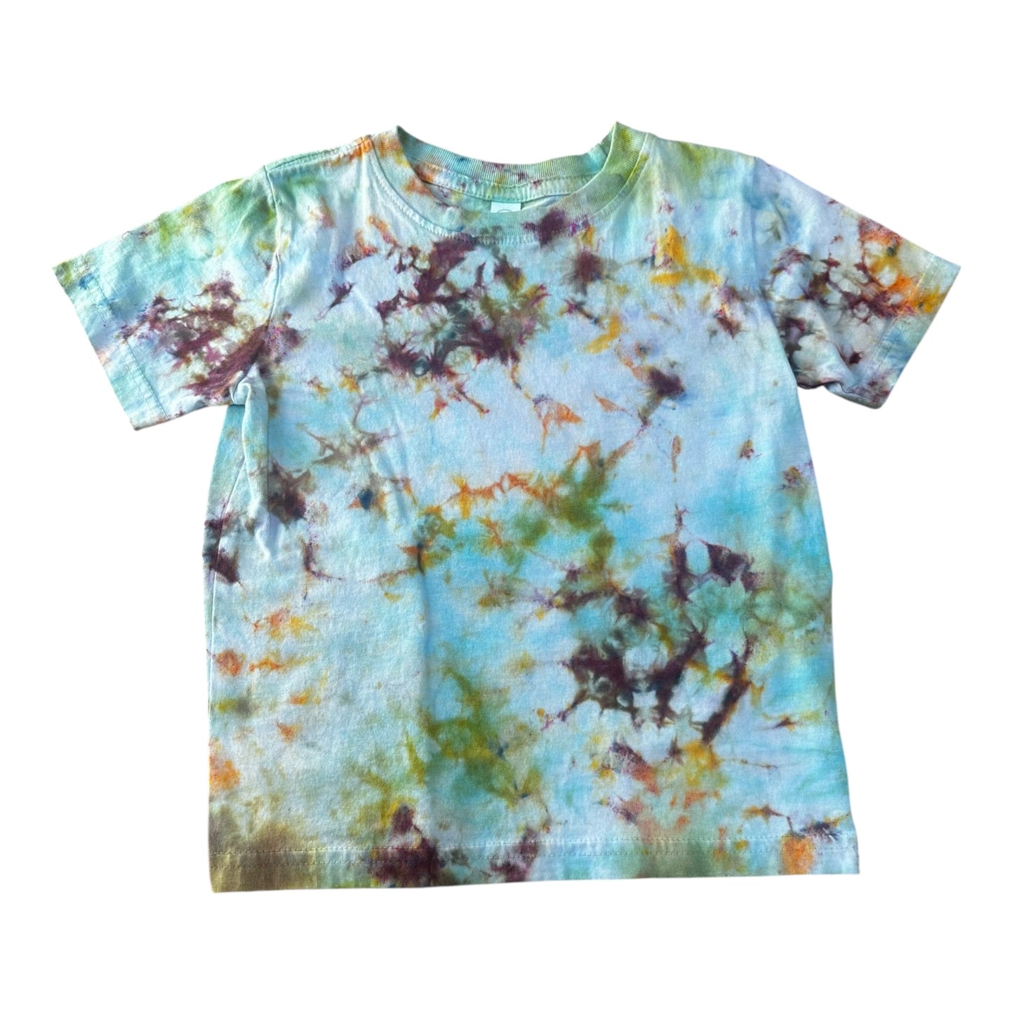 Toddler 3T Brown Yellow Blue and Green Scrunch Ice Dye Tie Dye