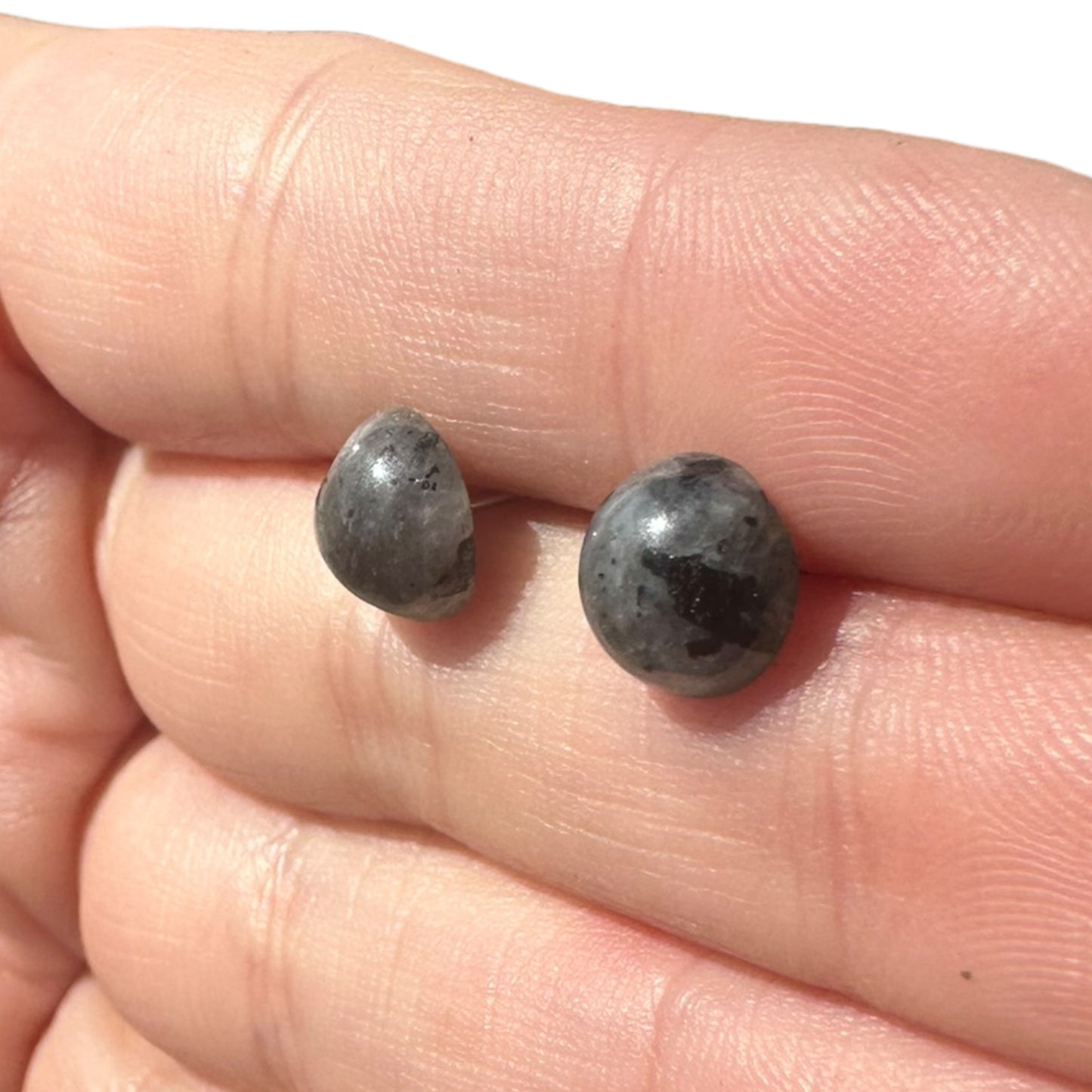 8MM Hypoallergenic Larvikite Crystal Earring Studs