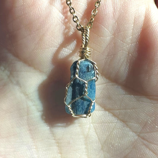 Sterling Silver | 14KT Gold Filled Raw Kyanite Mini Cage Pendant