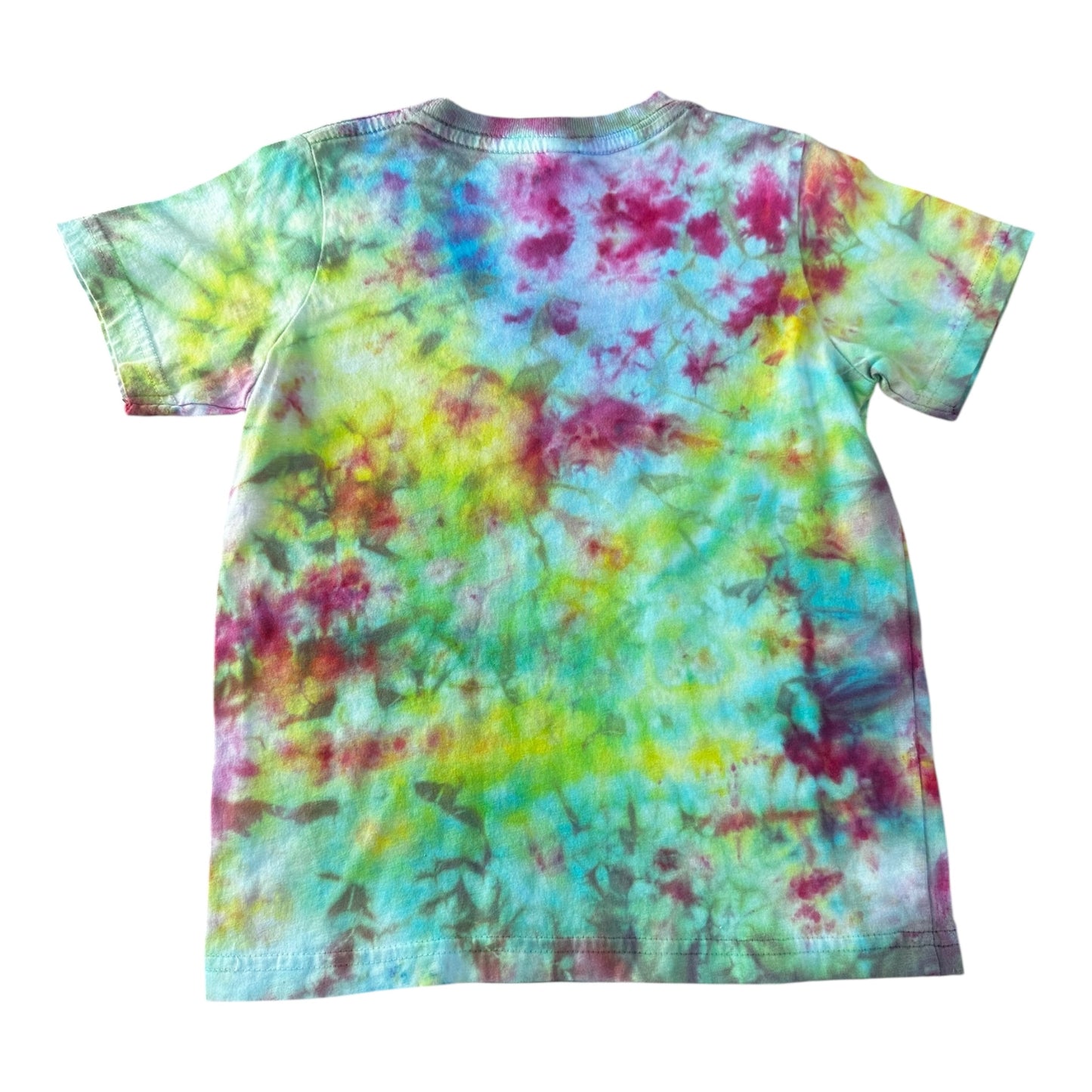 Toddler 4T Blue Fuchsia Yellow and Green Scrunch Ice Dye Tie Dye Shirt (Copy)