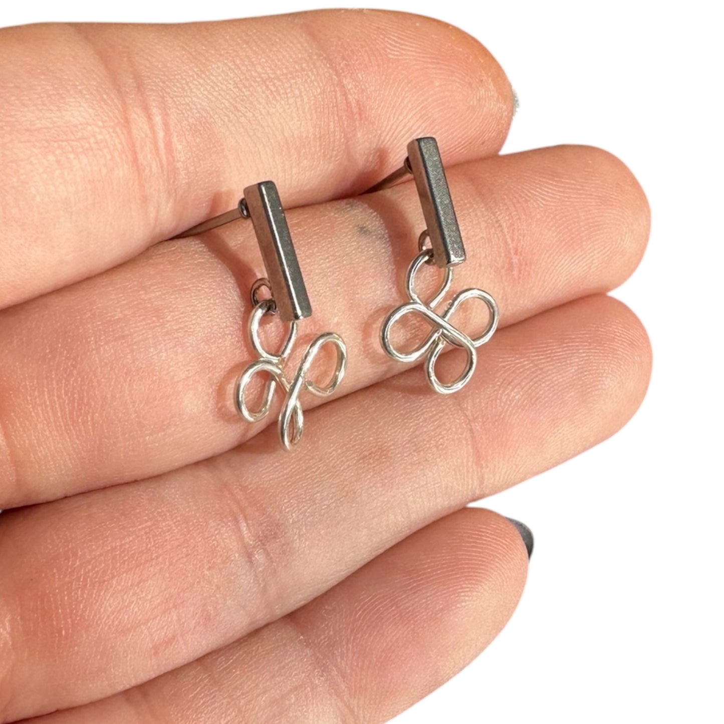 Sterling Silver | 14KT Gold Filled Hypoallergenic Clover Dangle Wire Earring