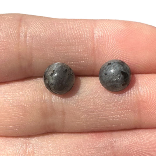 8MM Hypoallergenic Larvikite Crystal Earring Studs
