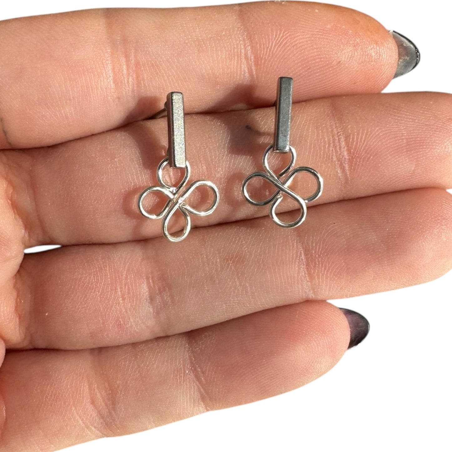 Sterling Silver | 14KT Gold Filled Hypoallergenic Clover Dangle Wire Earring