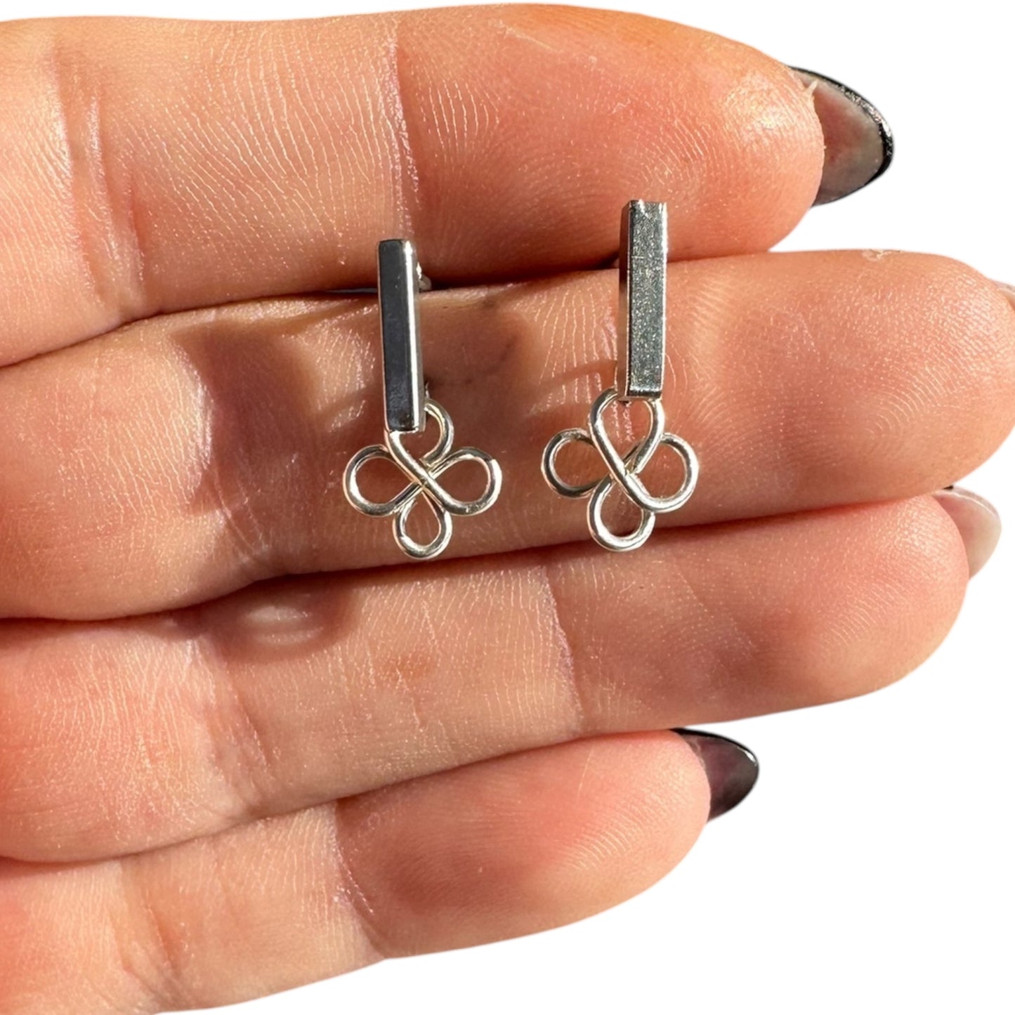 Sterling Silver | 14KT Gold Filled Hypoallergenic Clover Dangle Wire Earring