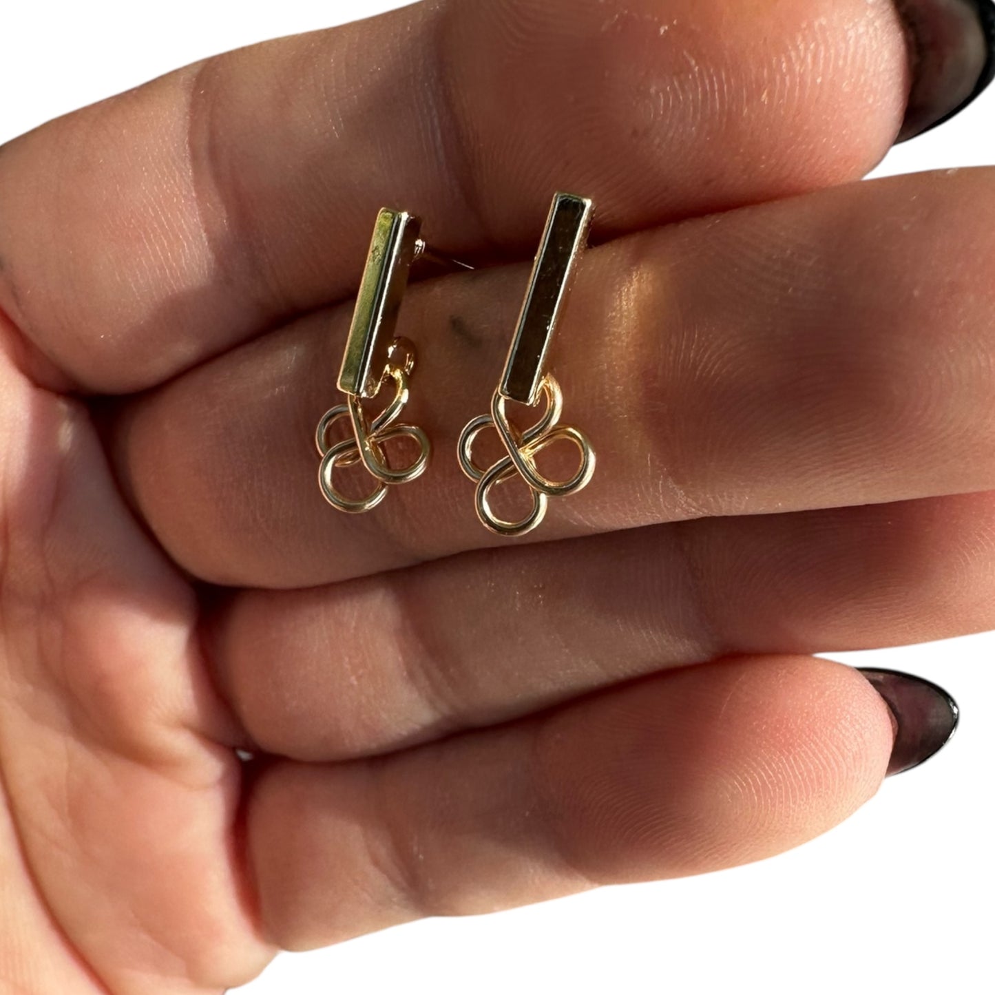 Sterling Silver | 14KT Gold Filled Hypoallergenic Clover Dangle Wire Earring