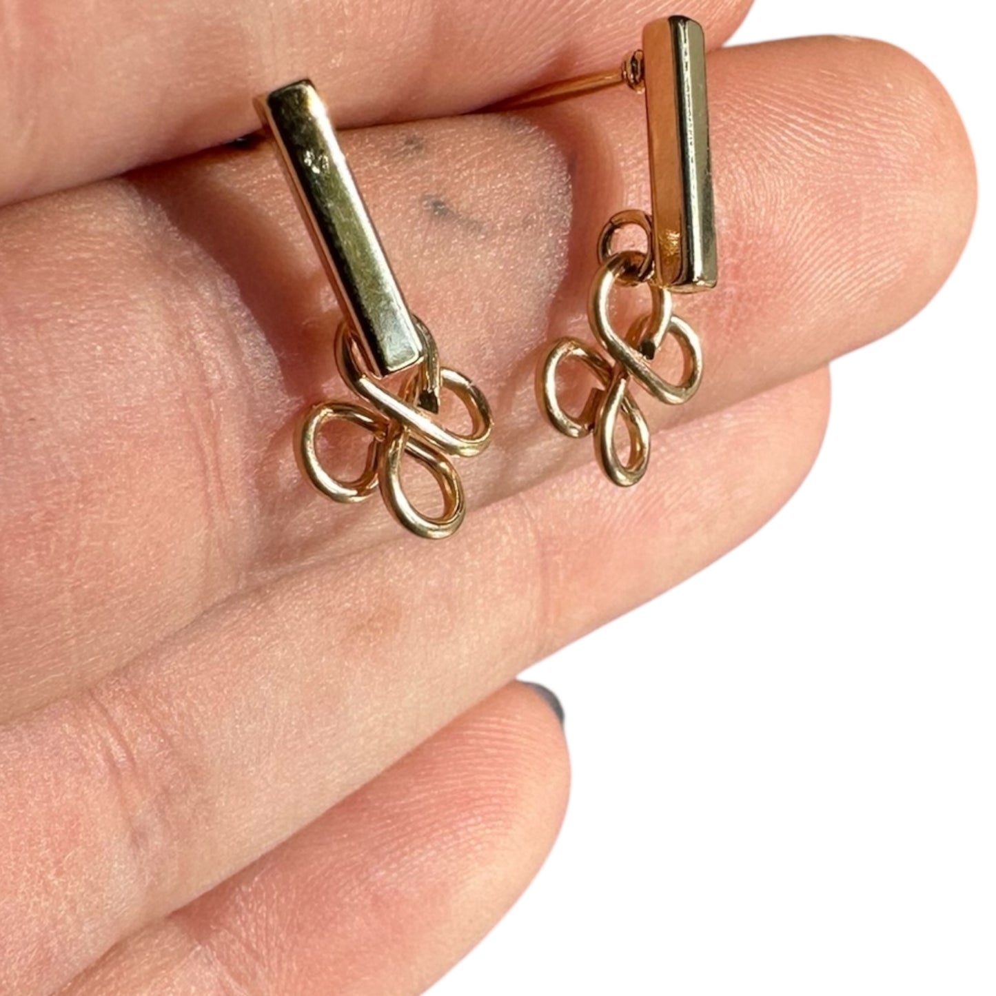 Sterling Silver | 14KT Gold Filled Hypoallergenic Clover Dangle Wire Earring