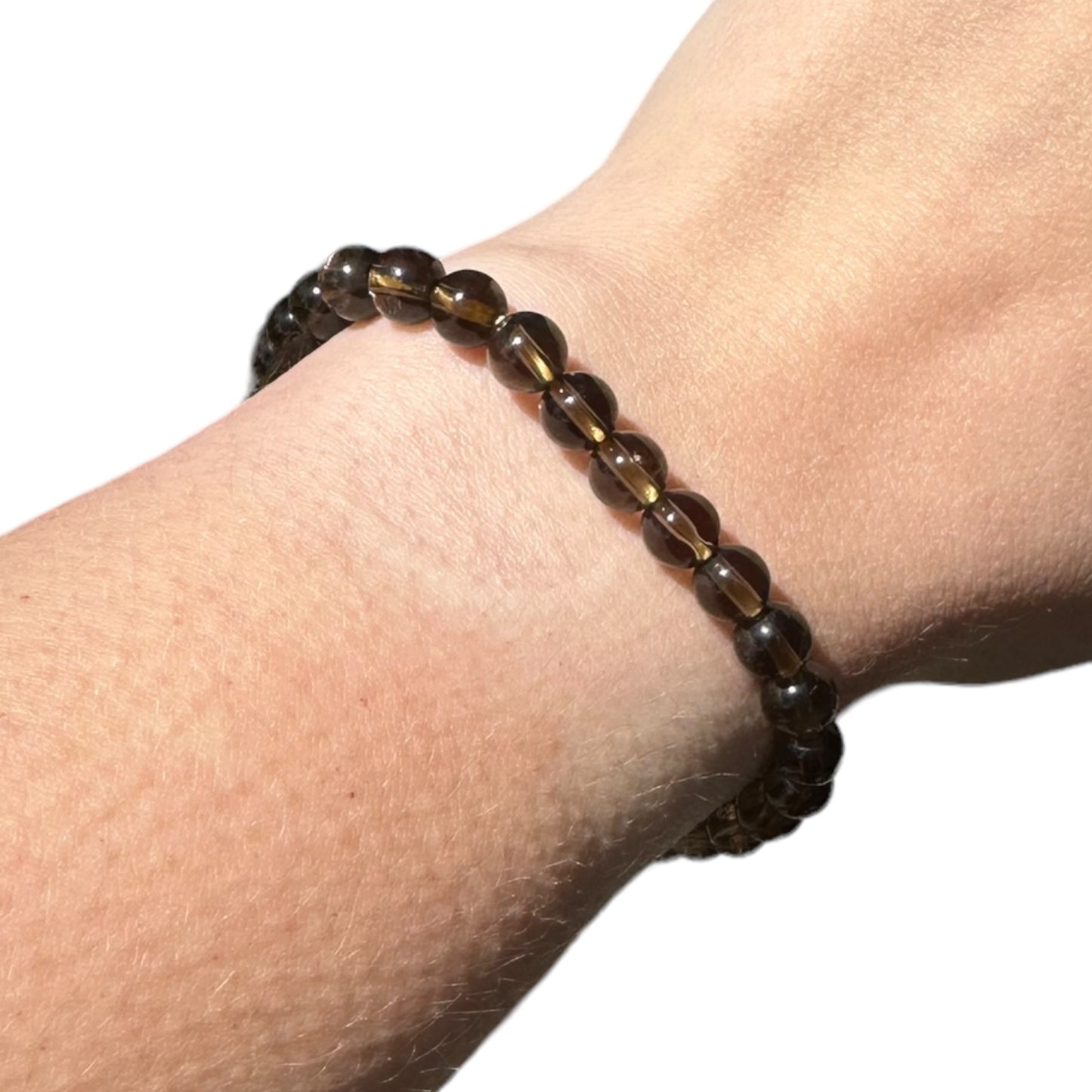Smoky Quartz Beaded Elastic Crystal Bracelet