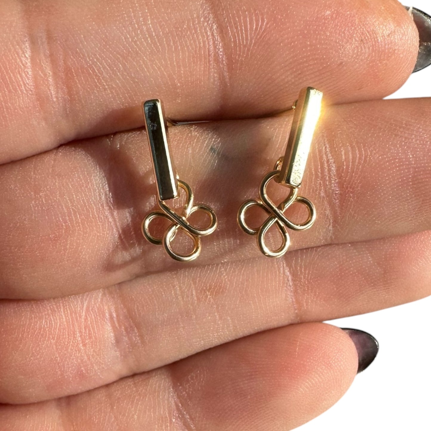 Sterling Silver | 14KT Gold Filled Hypoallergenic Clover Dangle Wire Earring