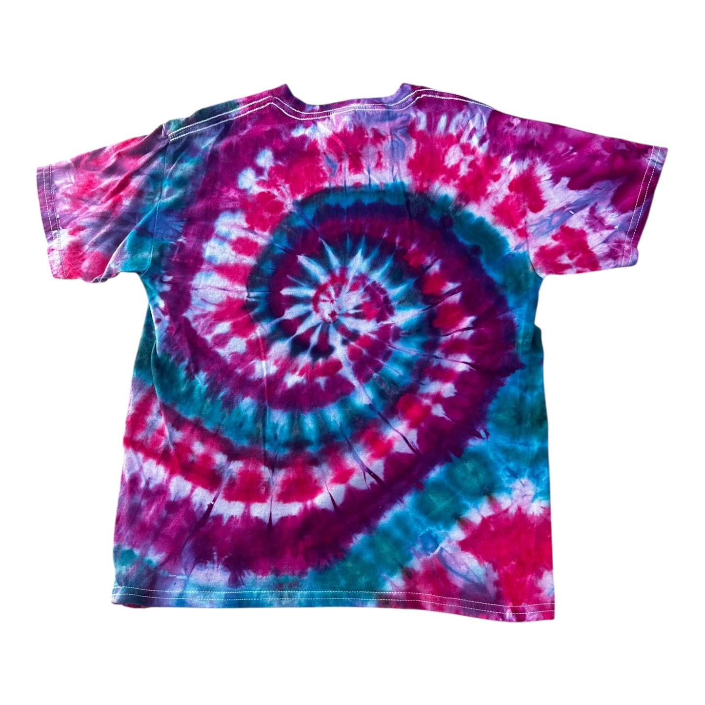 Youth Medium Purple Teal and Pink Spiral Ice Dye Tie Dye Shirt