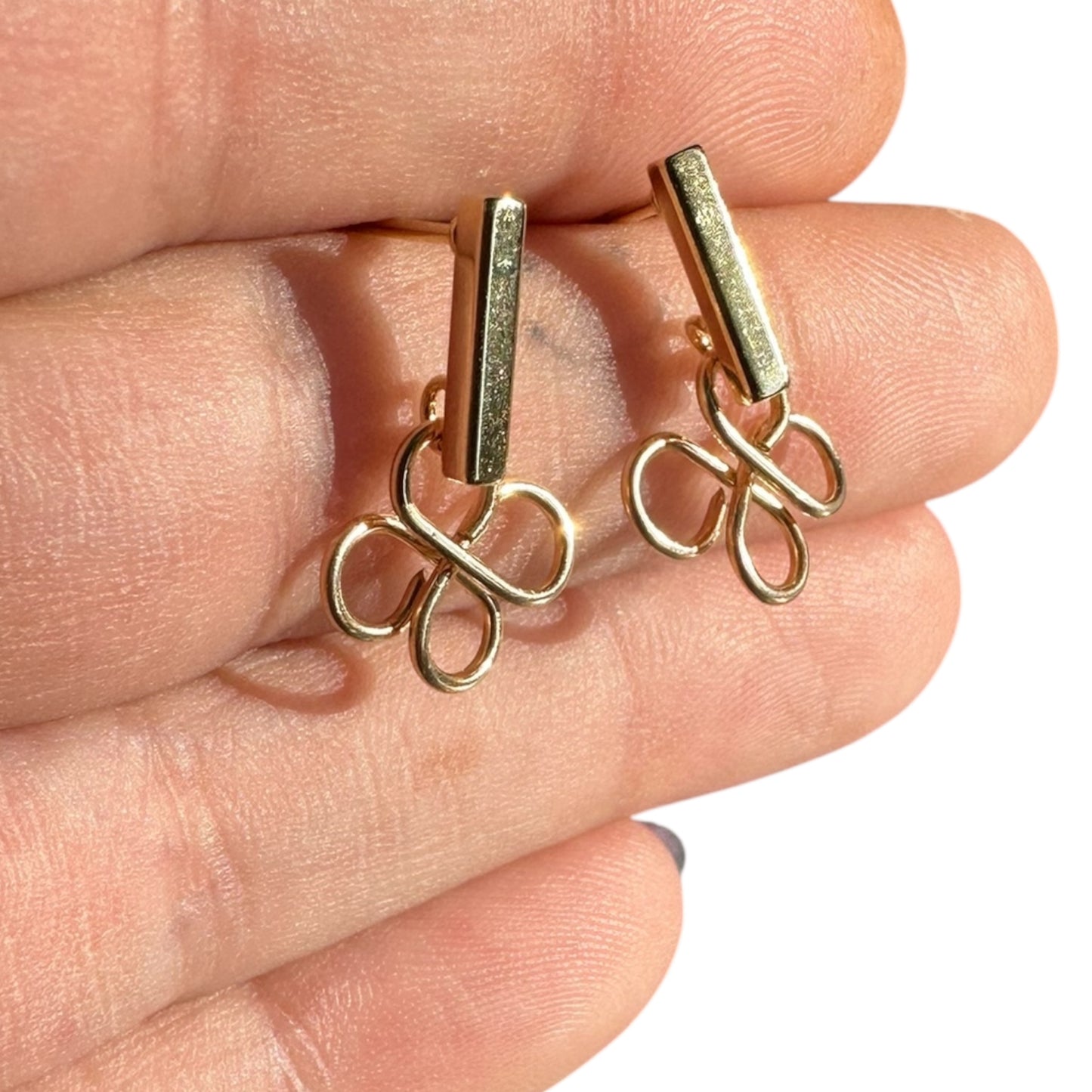 Sterling Silver | 14KT Gold Filled Hypoallergenic Clover Dangle Wire Earring