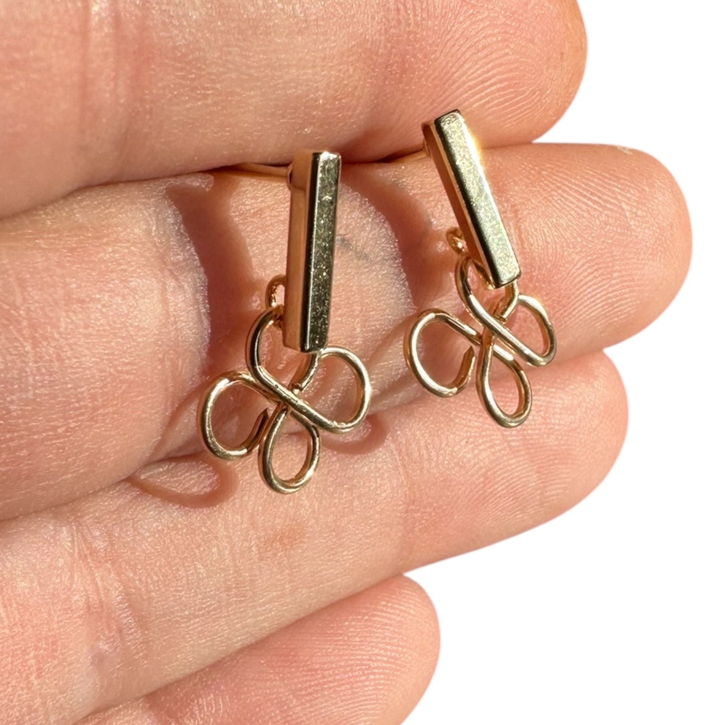 Sterling Silver | 14KT Gold Filled Hypoallergenic Clover Dangle Wire Earring