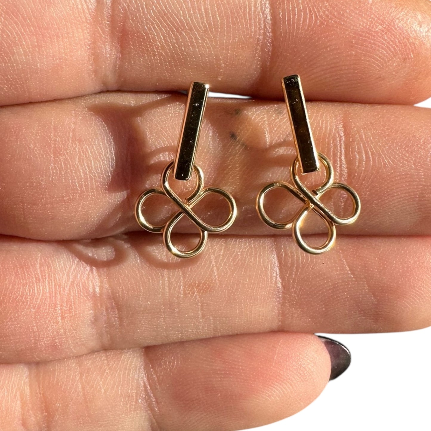 Sterling Silver | 14KT Gold Filled Hypoallergenic Clover Dangle Wire Earring