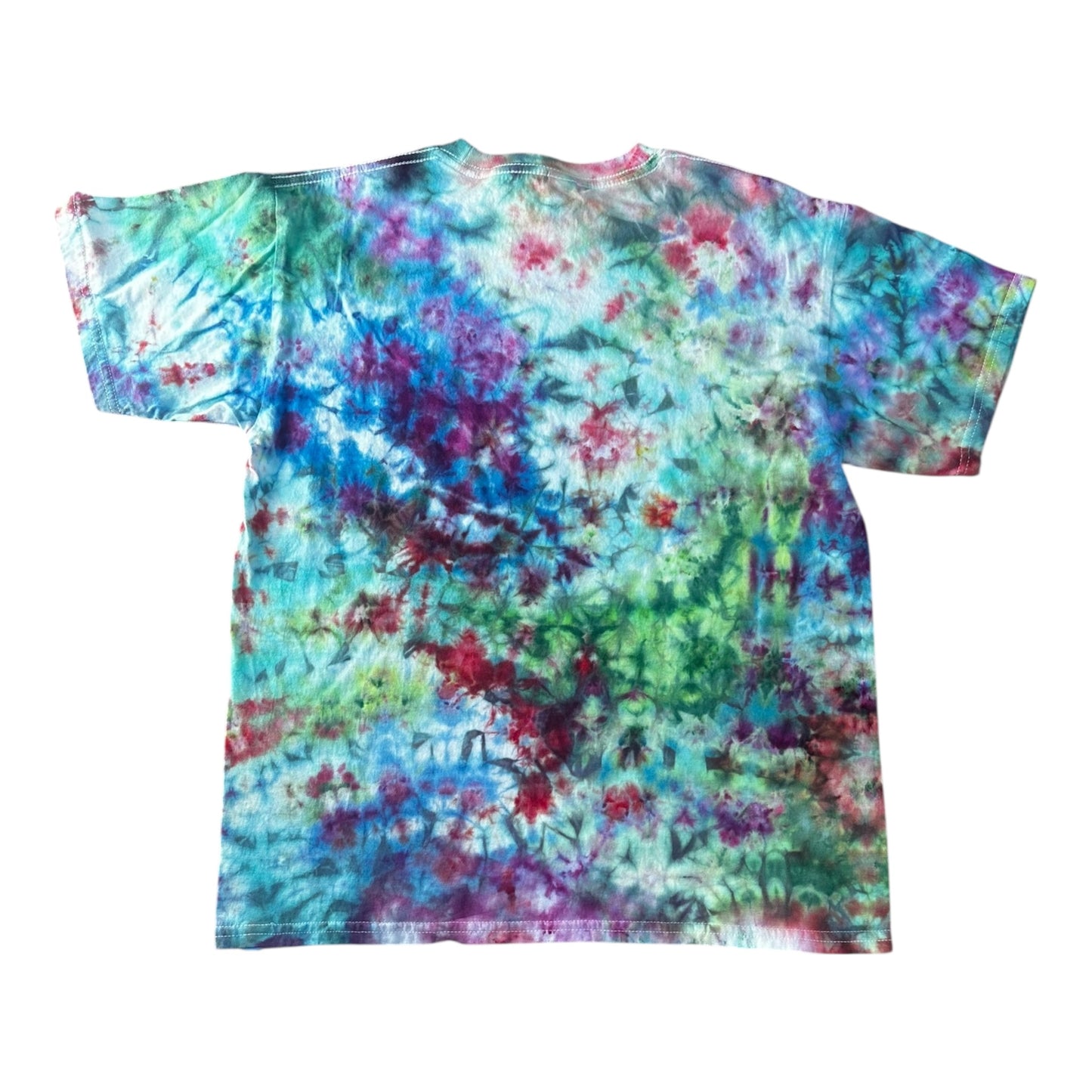 Youth XL Pink Green Blue and Purple Scrunch Ice Dye Tie Dye Shirt