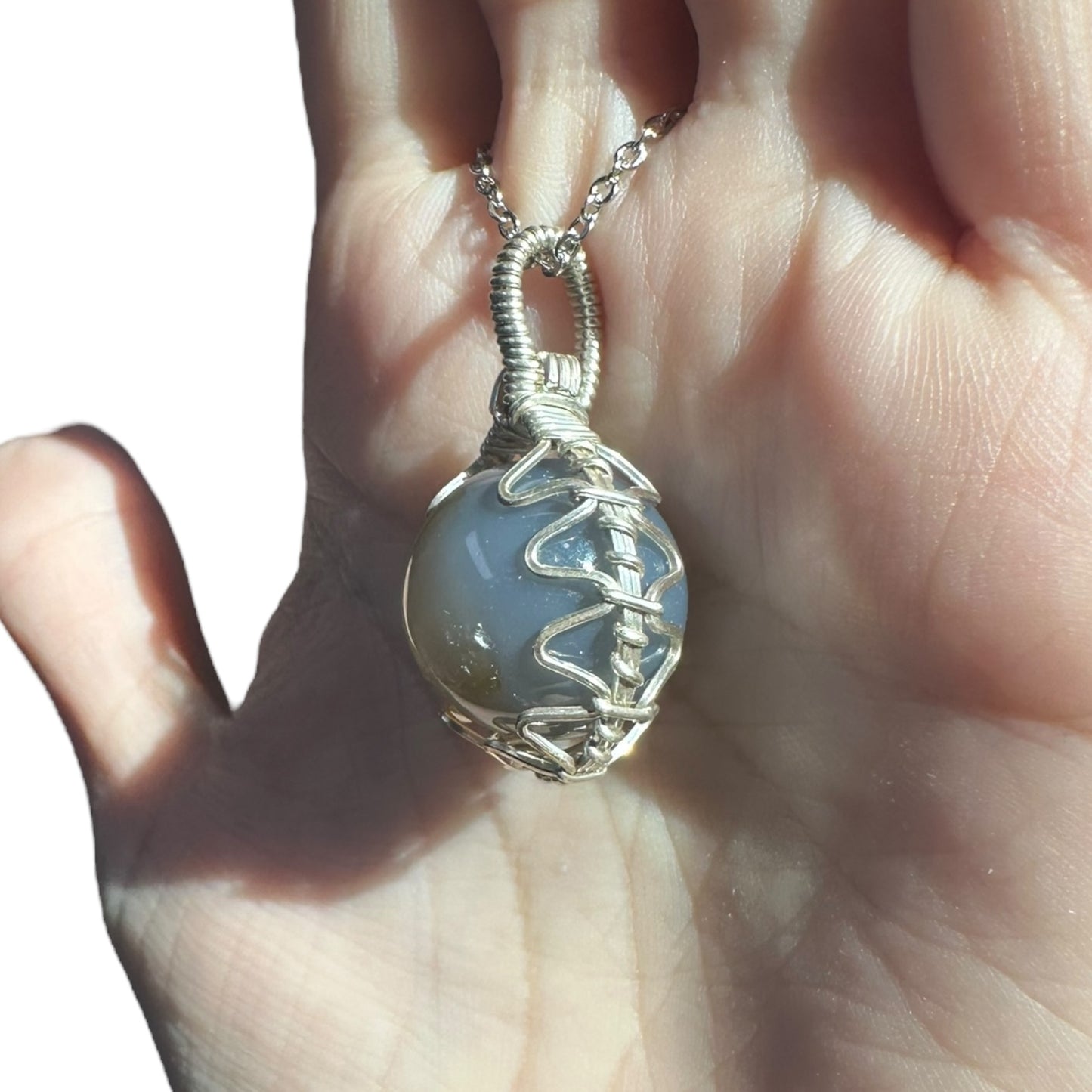 Sterling Silver | 14KT Gold Filled Wire Wrapped Agate Crystal Fidget Bezel Pendant