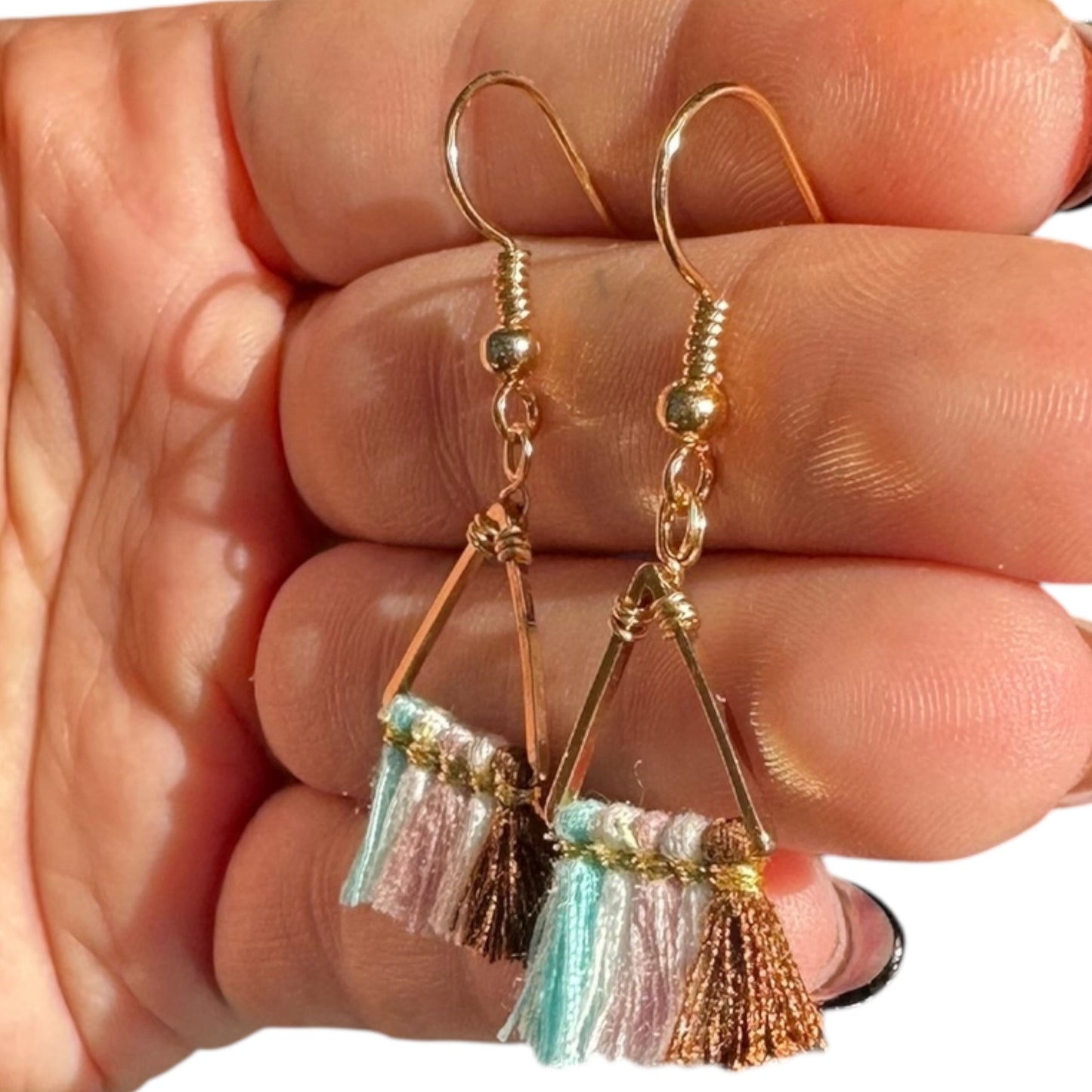 14KT Gold Filled Hypoallergenic Fringe Dangle Wire Earring