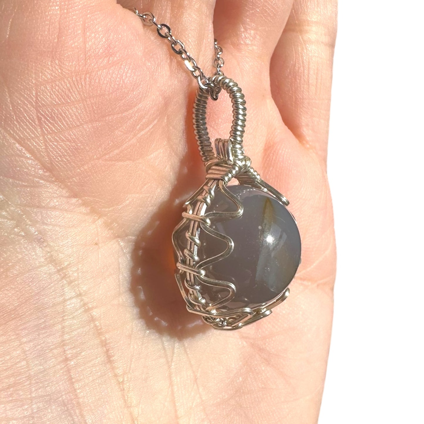 Sterling Silver | 14KT Gold Filled Wire Wrapped Agate Crystal Fidget Bezel Pendant