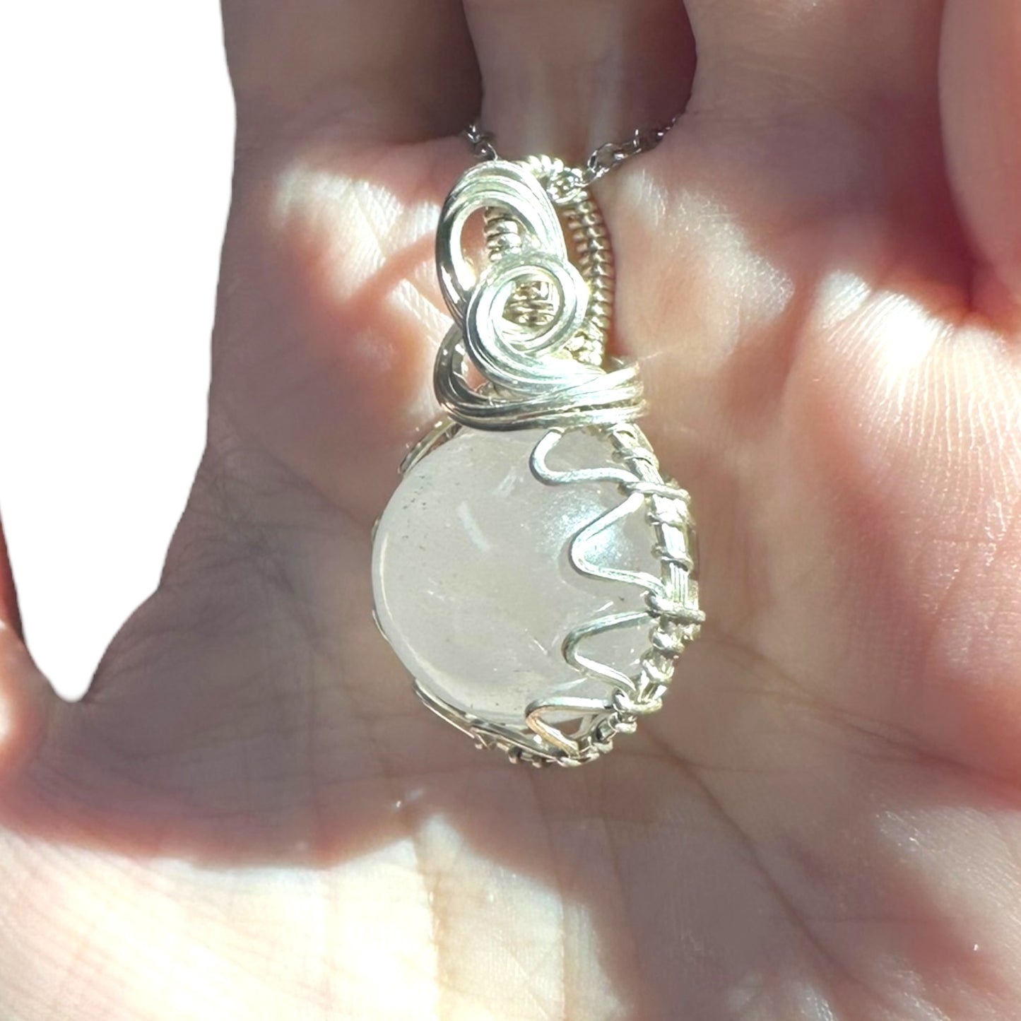 Sterling Silver | 14KT Gold Filled Wire Wrapped Rose Quartz Crystal Fidget Bezel Pendant