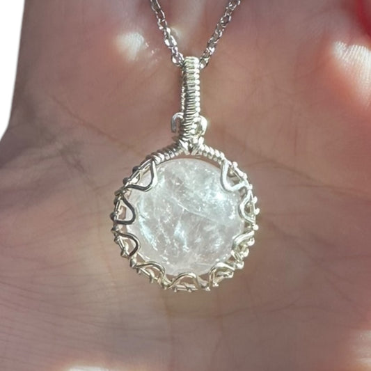 Sterling Silver | 14KT Gold Filled Wire Wrapped Rose Quartz Crystal Fidget Bezel Pendant