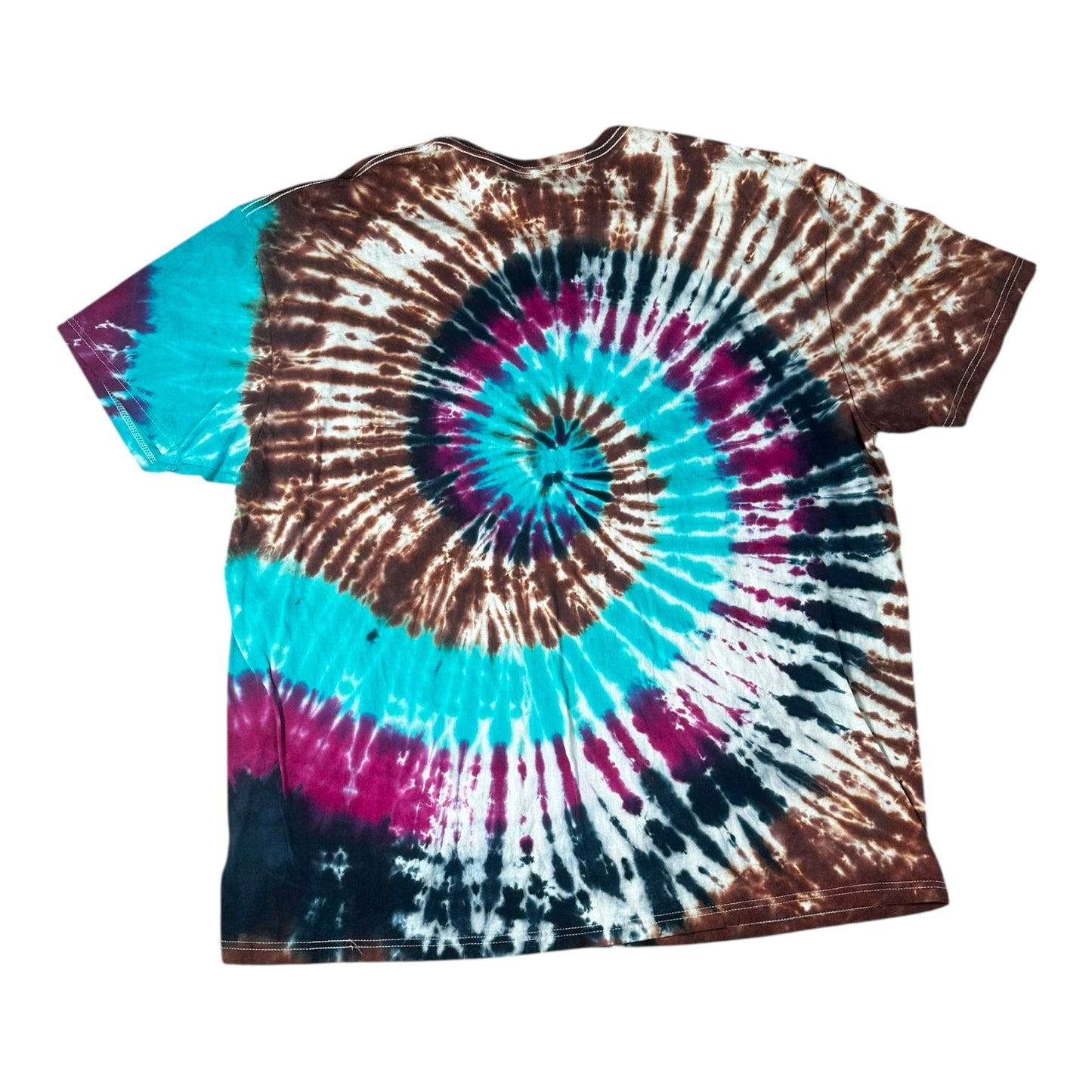 Adult 3XL Brown Black Blue and Purple Spiral Ice Dye Tie Dye Shirt