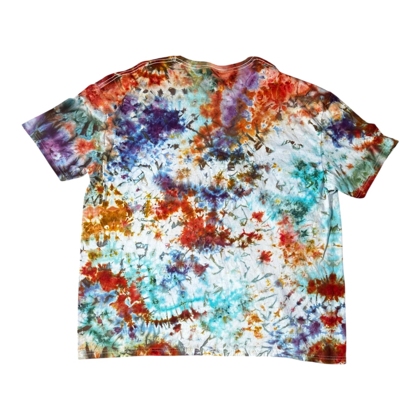 Adult 3XL Rust Orange Purple and Blue Scrunch Ice Dye Tie Dye Shirt