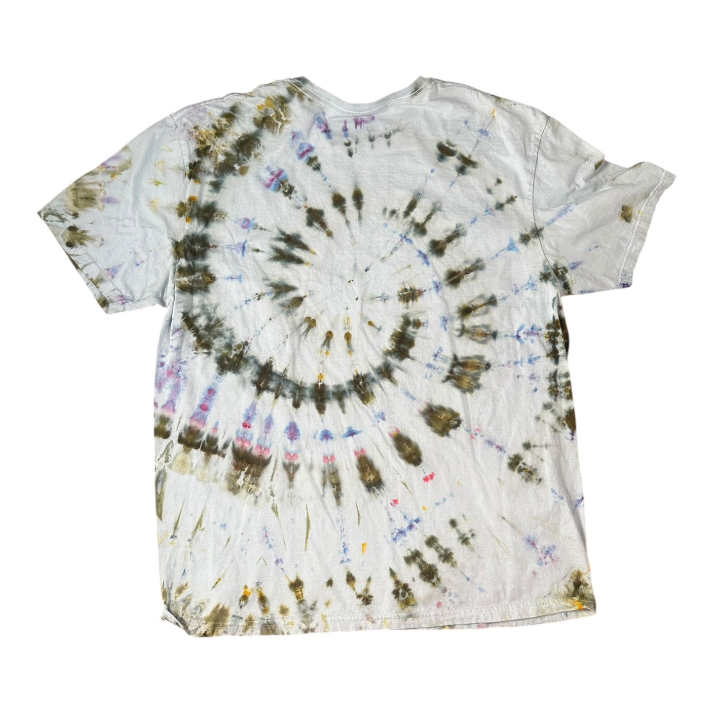 Adult XL Purple Blue Green and Gray Spiral Ice Dye Tie Dye Shirt