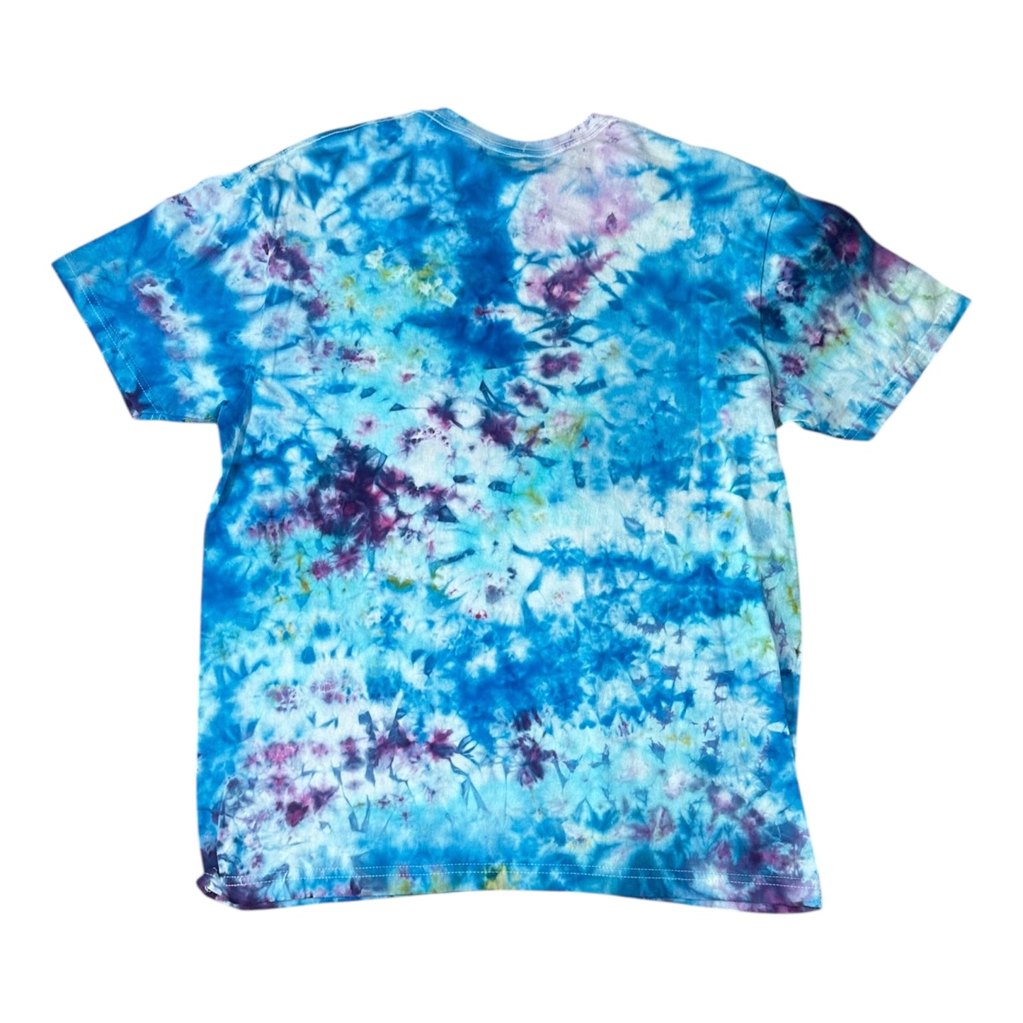 Adult Large Green Purple and Blue Scrunch Ice Dye Tie Dye Shirt