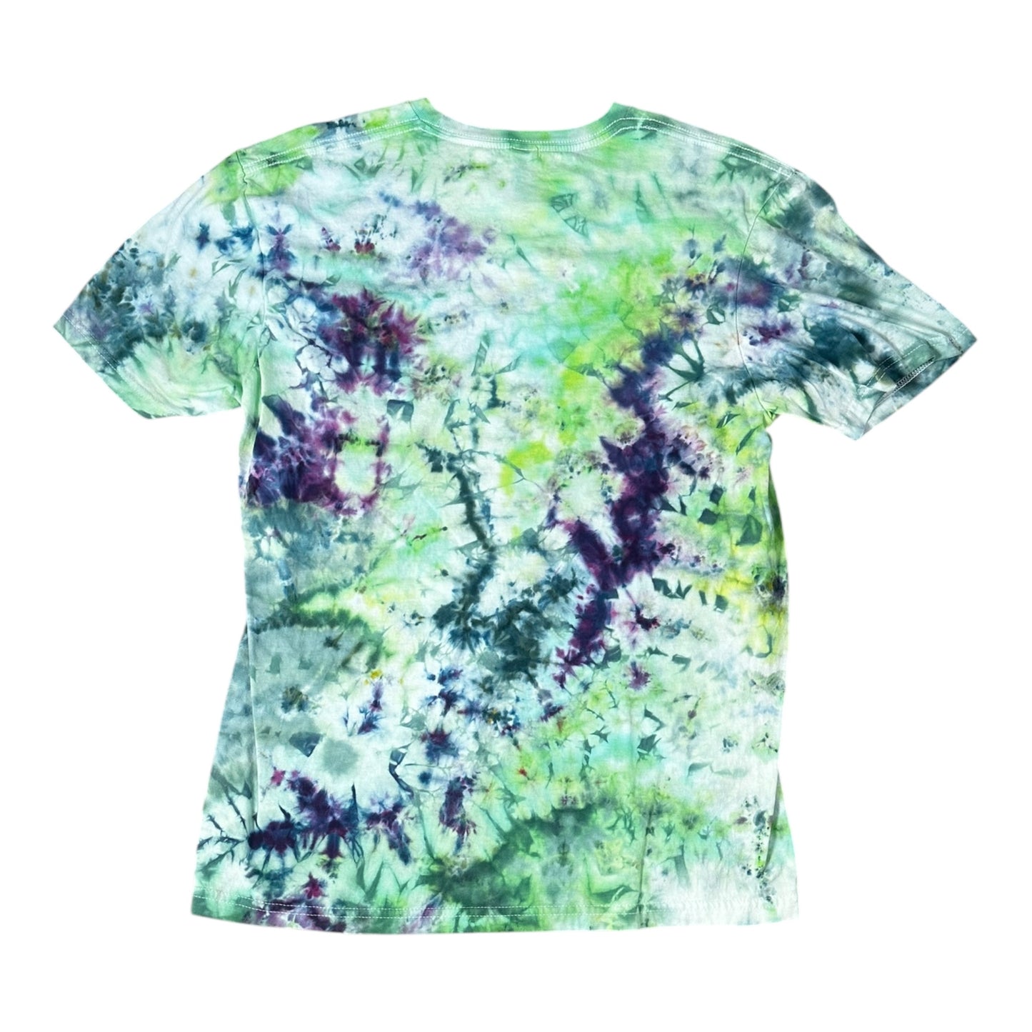 Adult Medium Green Blue and Purple Scrunch Ice Dye Tie Dye Shirt
